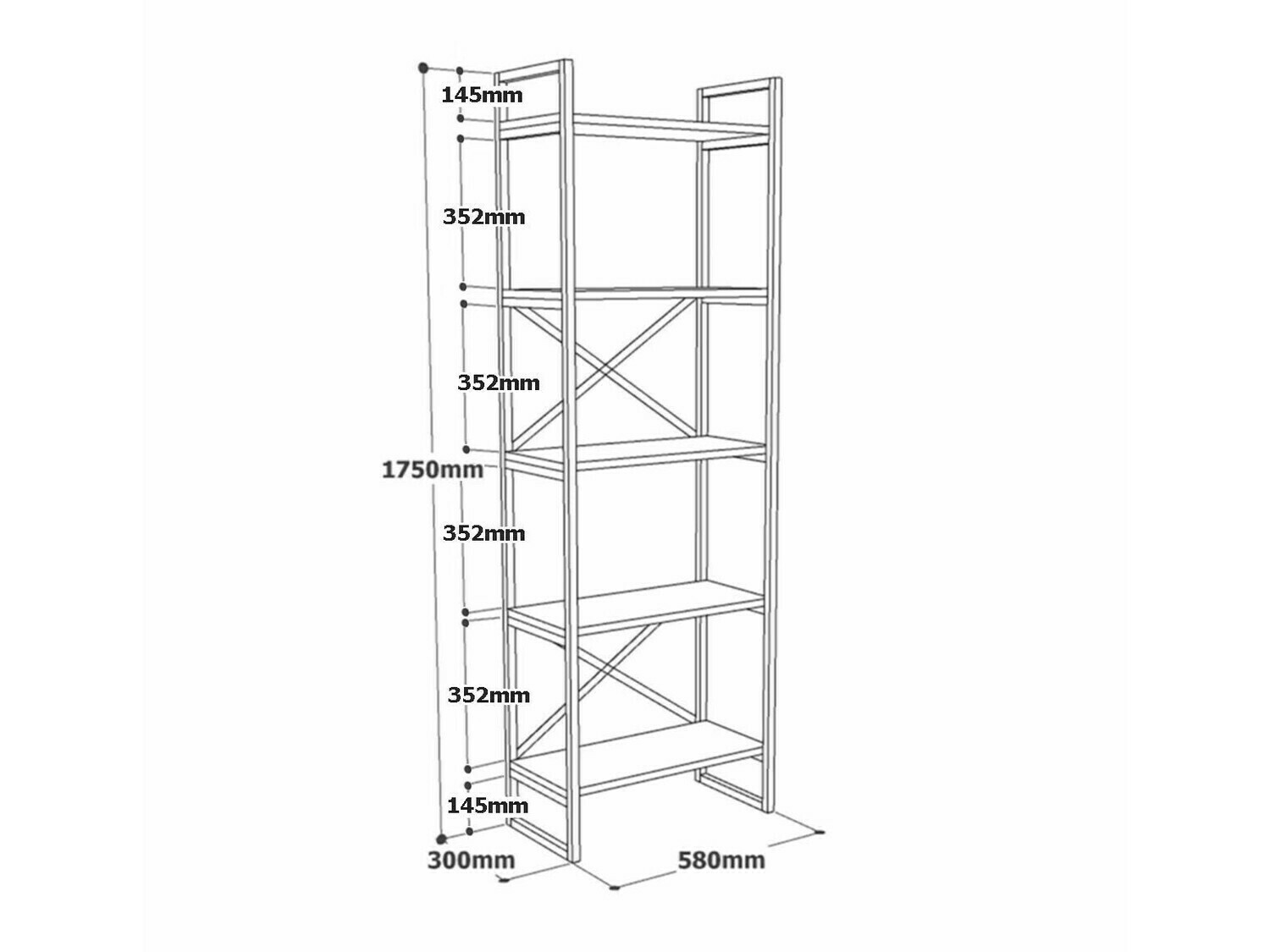 Estantería Kailua 2088 (Mármol blanco + Dorado)