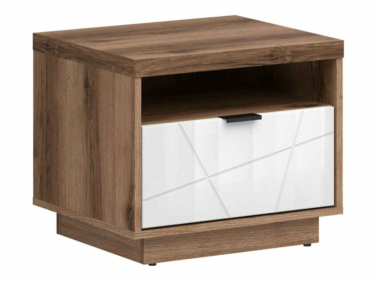 Mesilla de noche Fivale 115 (Roble delano oscuro + Blanco brillante)