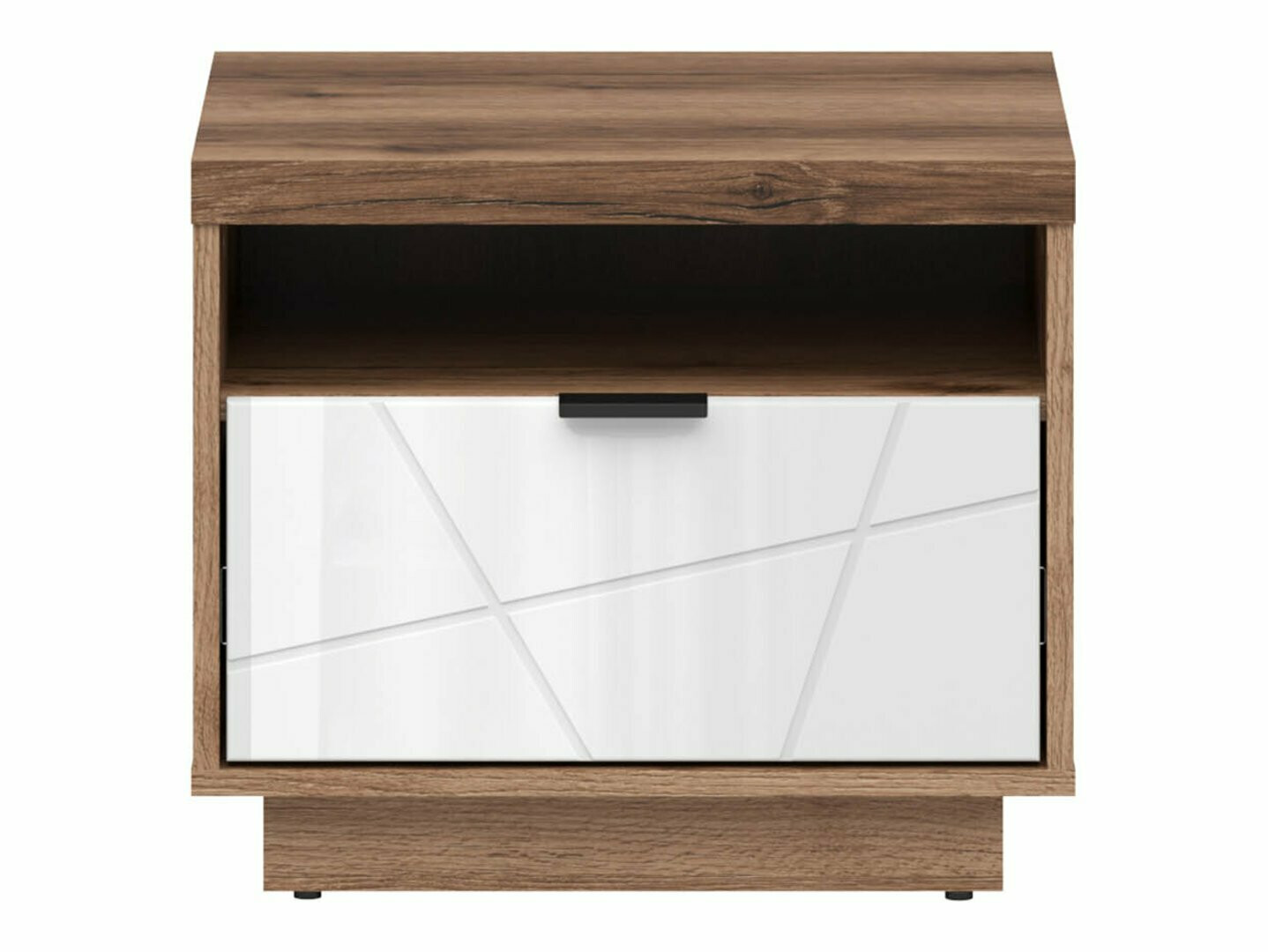 Mesilla de noche Fivale 115 (Roble delano oscuro + Blanco brillante)