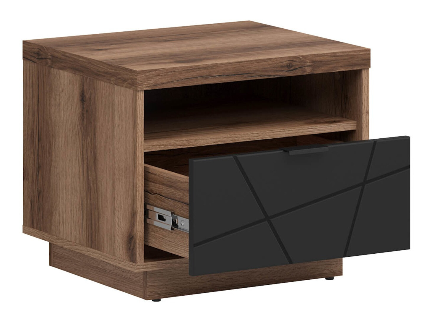 Mesilla de noche Fivale 115 (Roble delano oscuro + Negro mate)