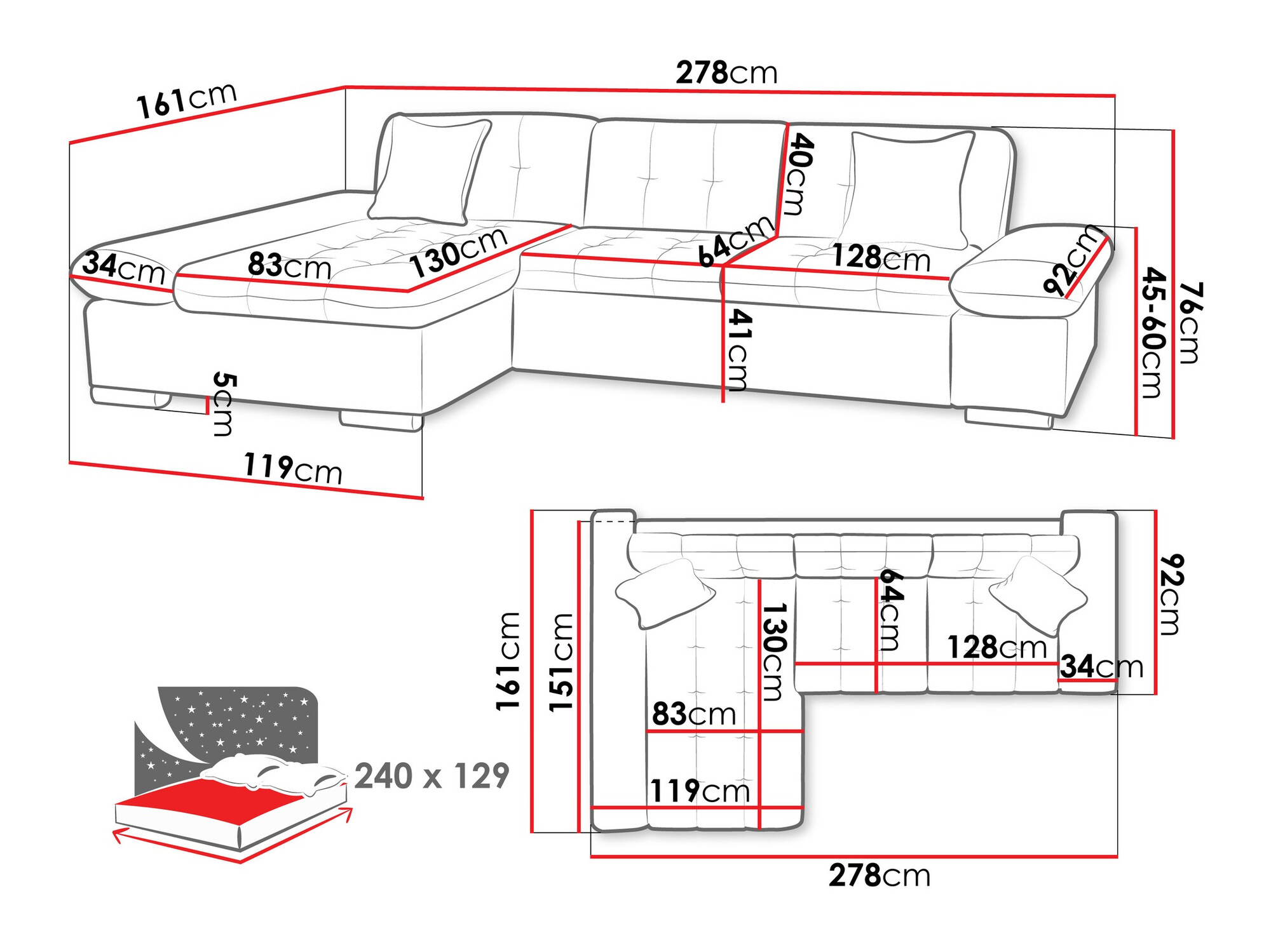 Sofá rinconero Comfivo 250 (Horton 204.01)