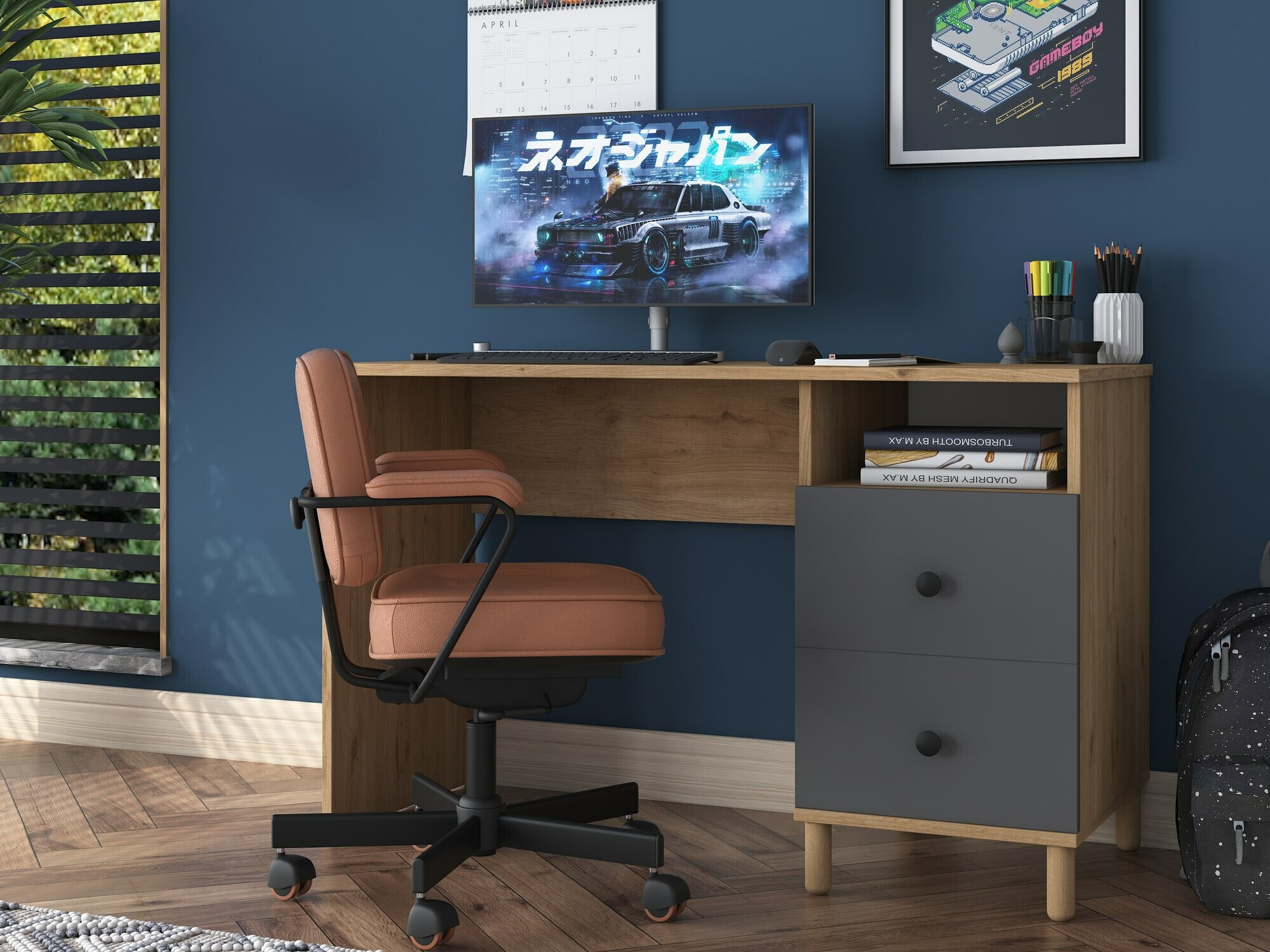 Mesa de oficina Catdelu 102 (Nogal + Antracita)