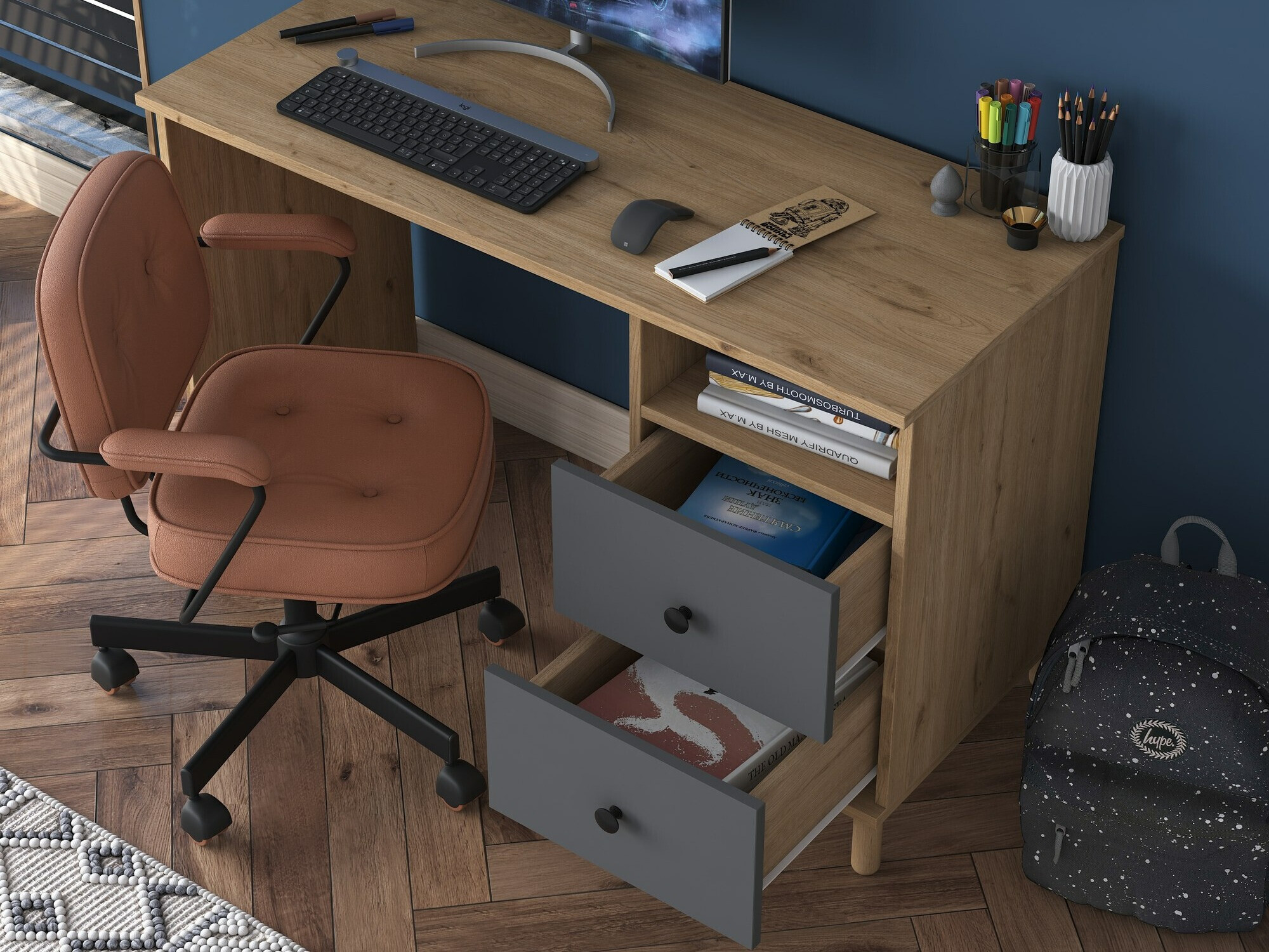 Mesa de oficina Catdelu 102 (Nogal + Antracita)