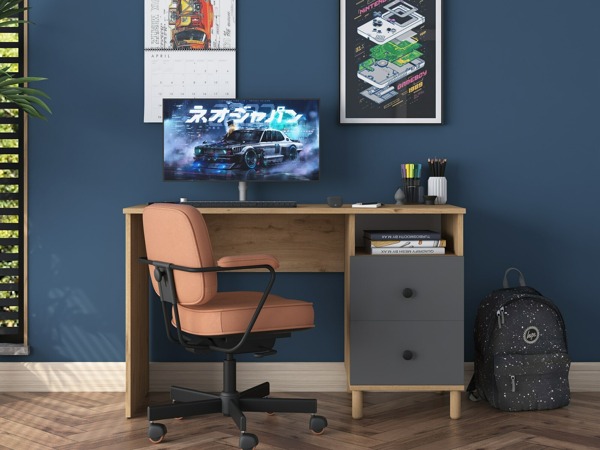 Mesa de oficina Catdelu 102 (Nogal + Antracita)