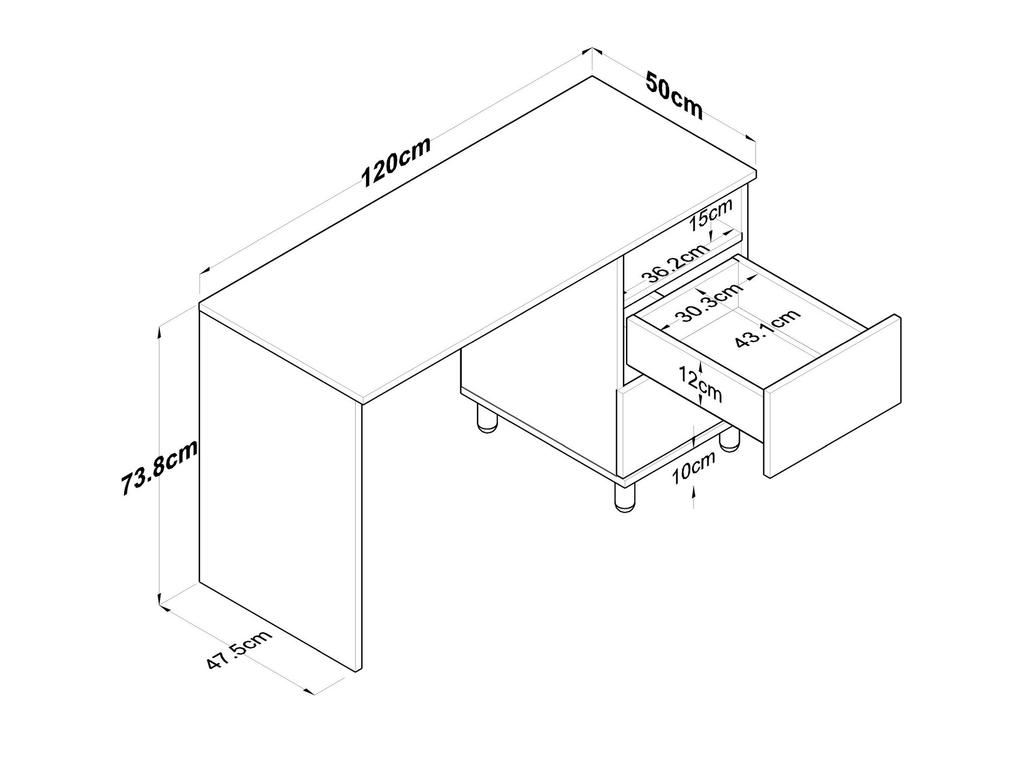 Mesa de oficina Catdelu 102 (Nogal + Antracita)