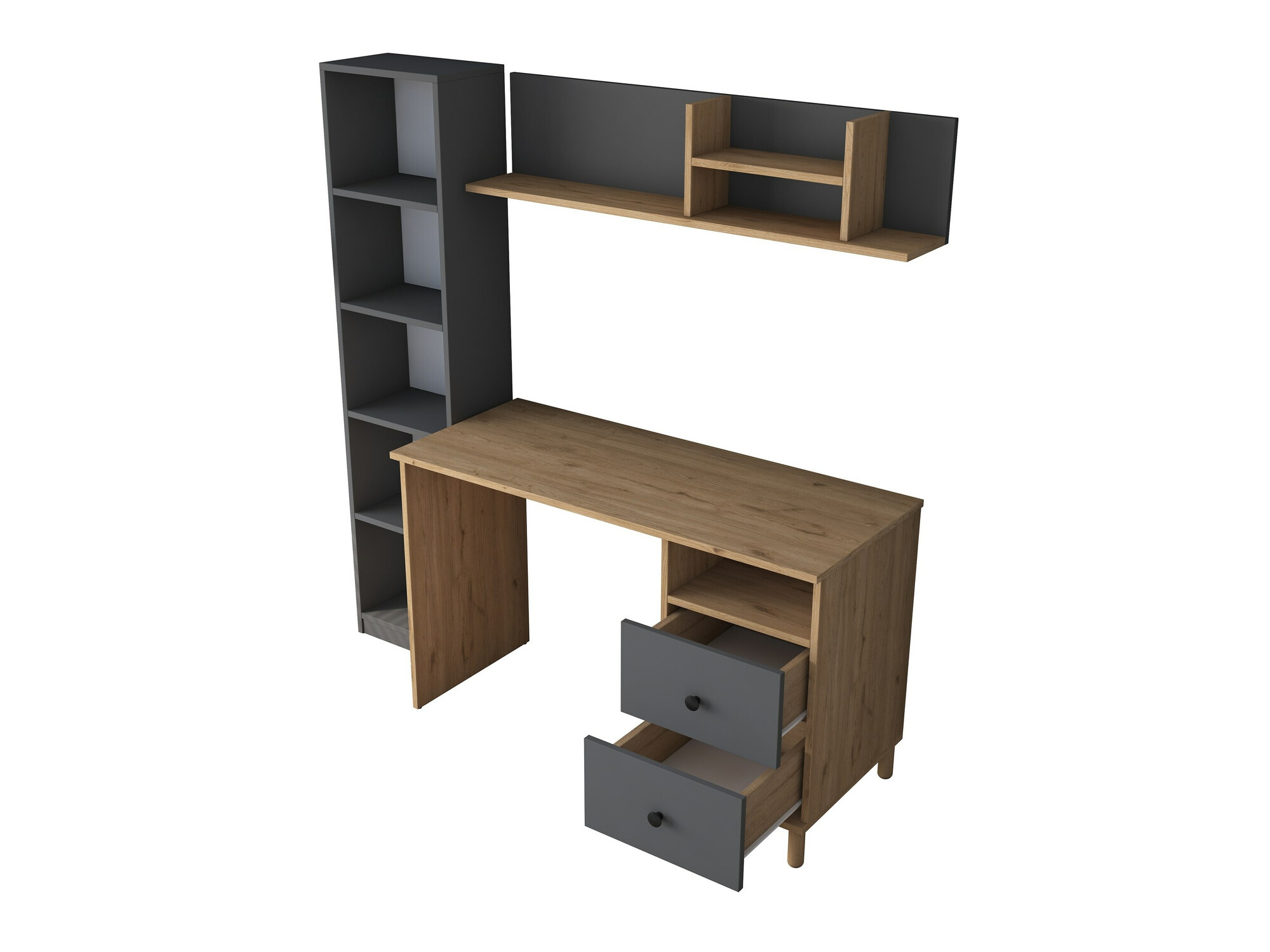 Conjunto para oficina en casa Catdelu 107 (Nogal + Antracita)