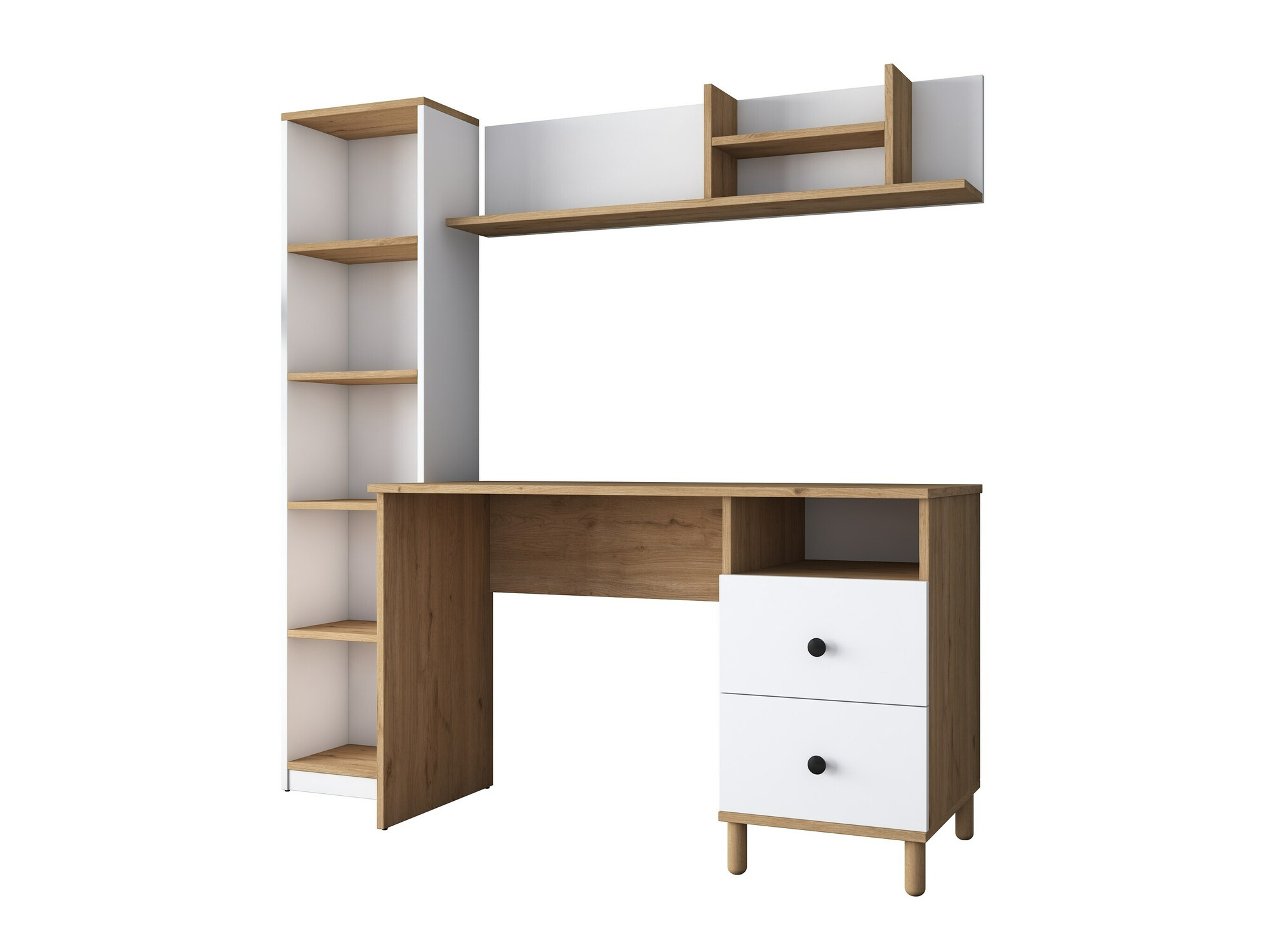Conjunto para oficina en casa Catdelu 107 (Nogal + Blanco)