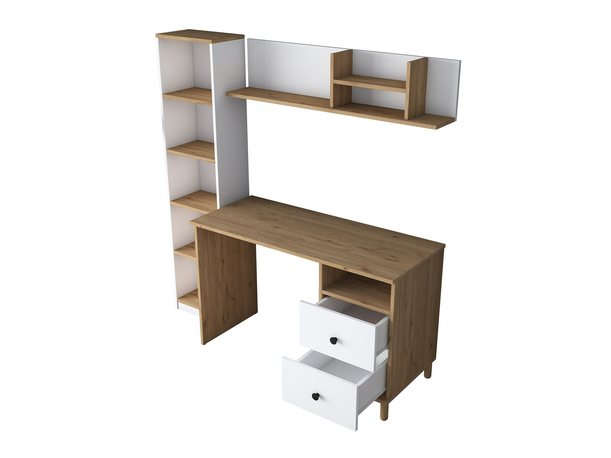 Conjunto para oficina en casa Catdelu 107 (Nogal + Blanco)