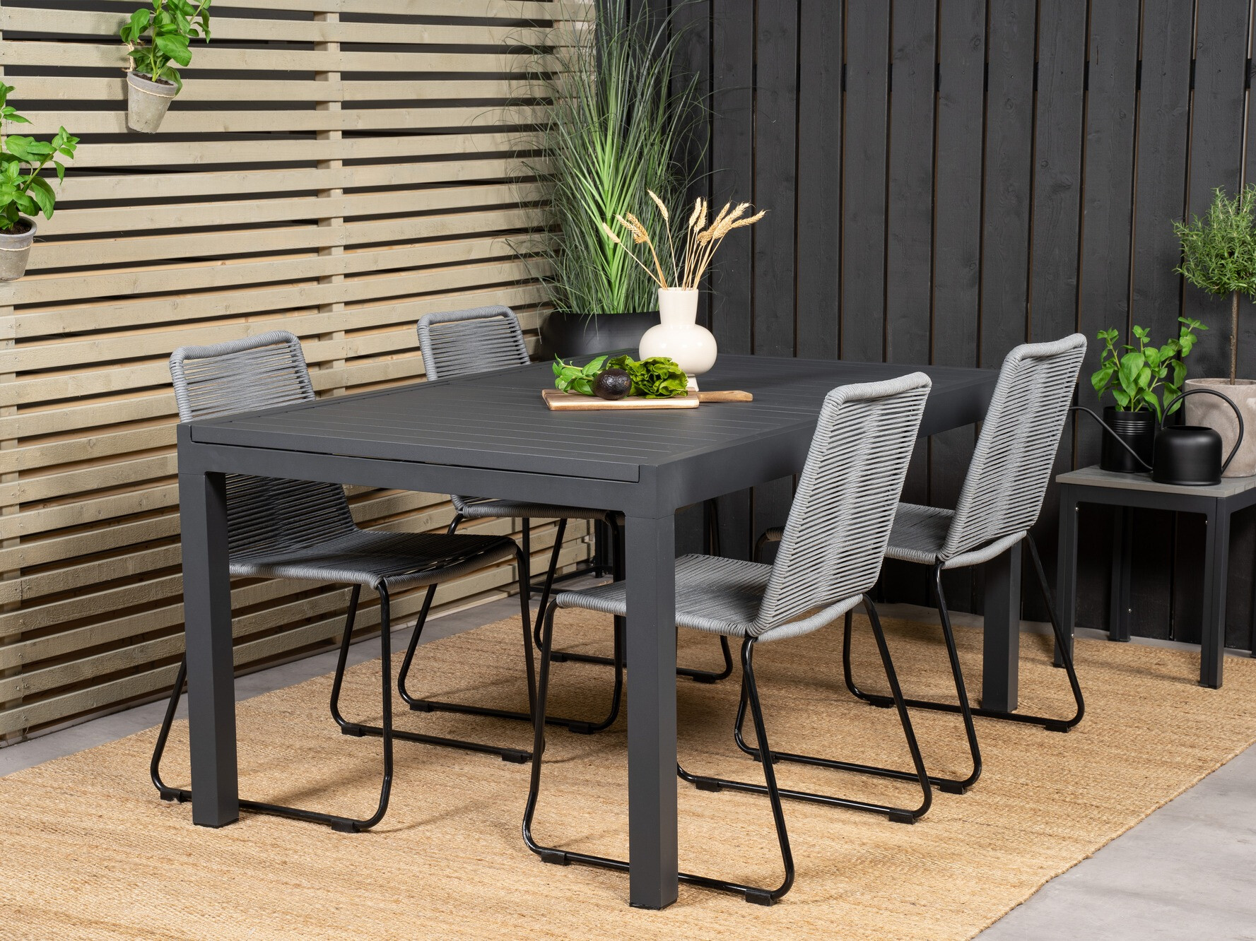 Conjunto de mesa y sillas Dallas 3783 (Gris + Negro)