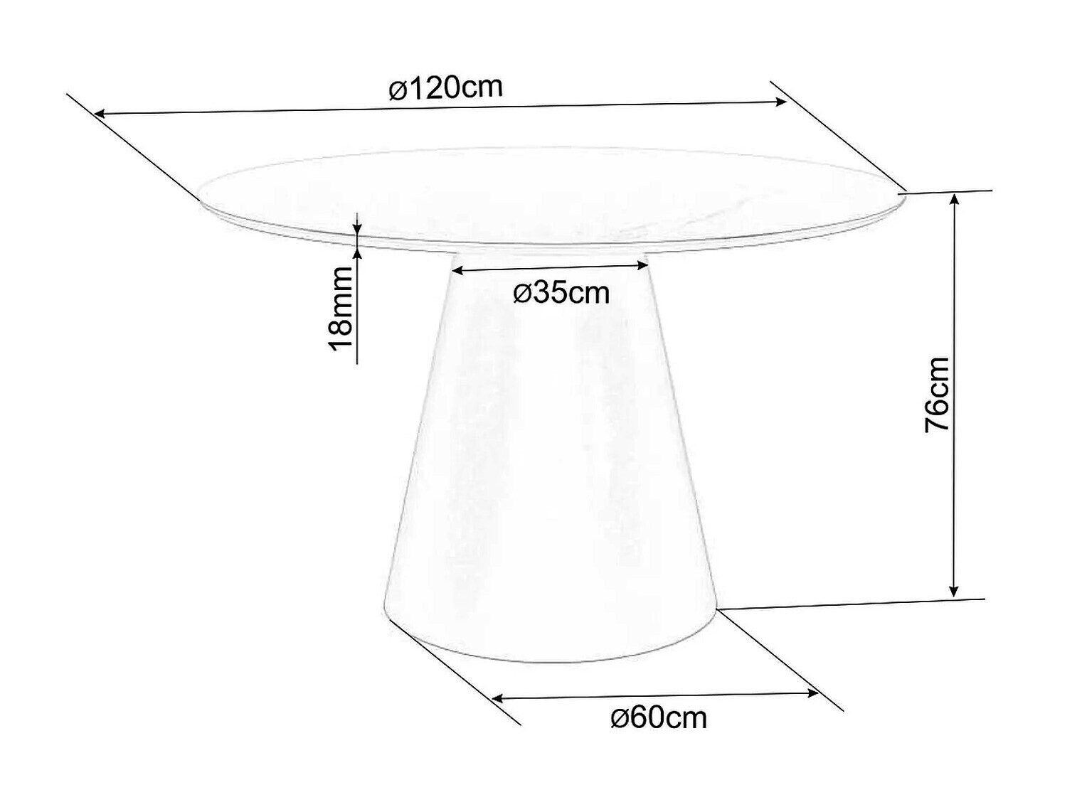 Mesa Detroit 137 (Mármol gris + Negro)