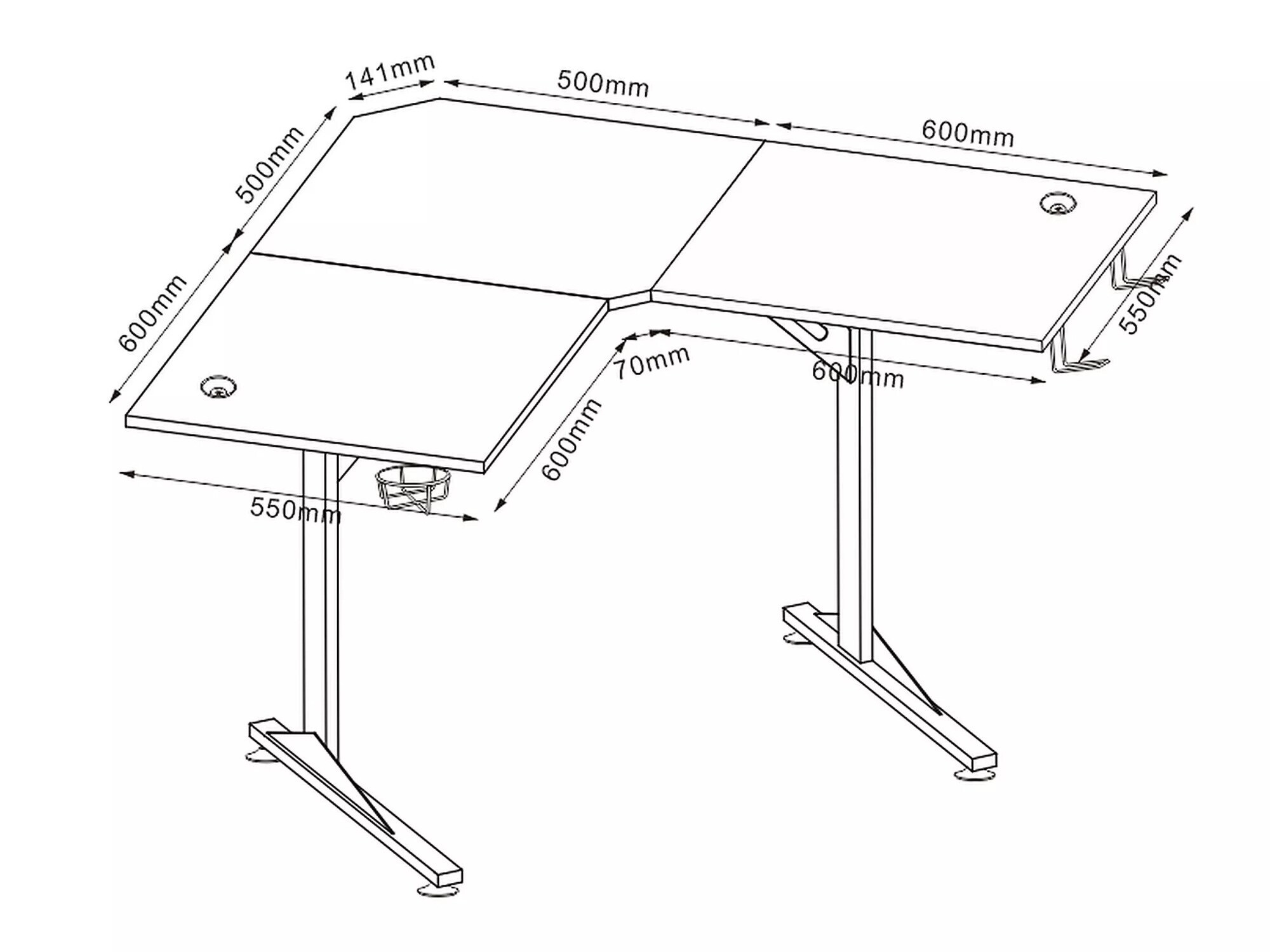 Mesa de ordenador esquinera Detroit 215