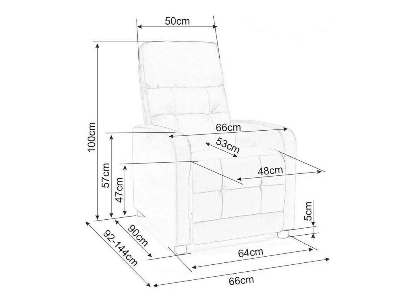 Sillón reclinable Detroit 188 (Negro)