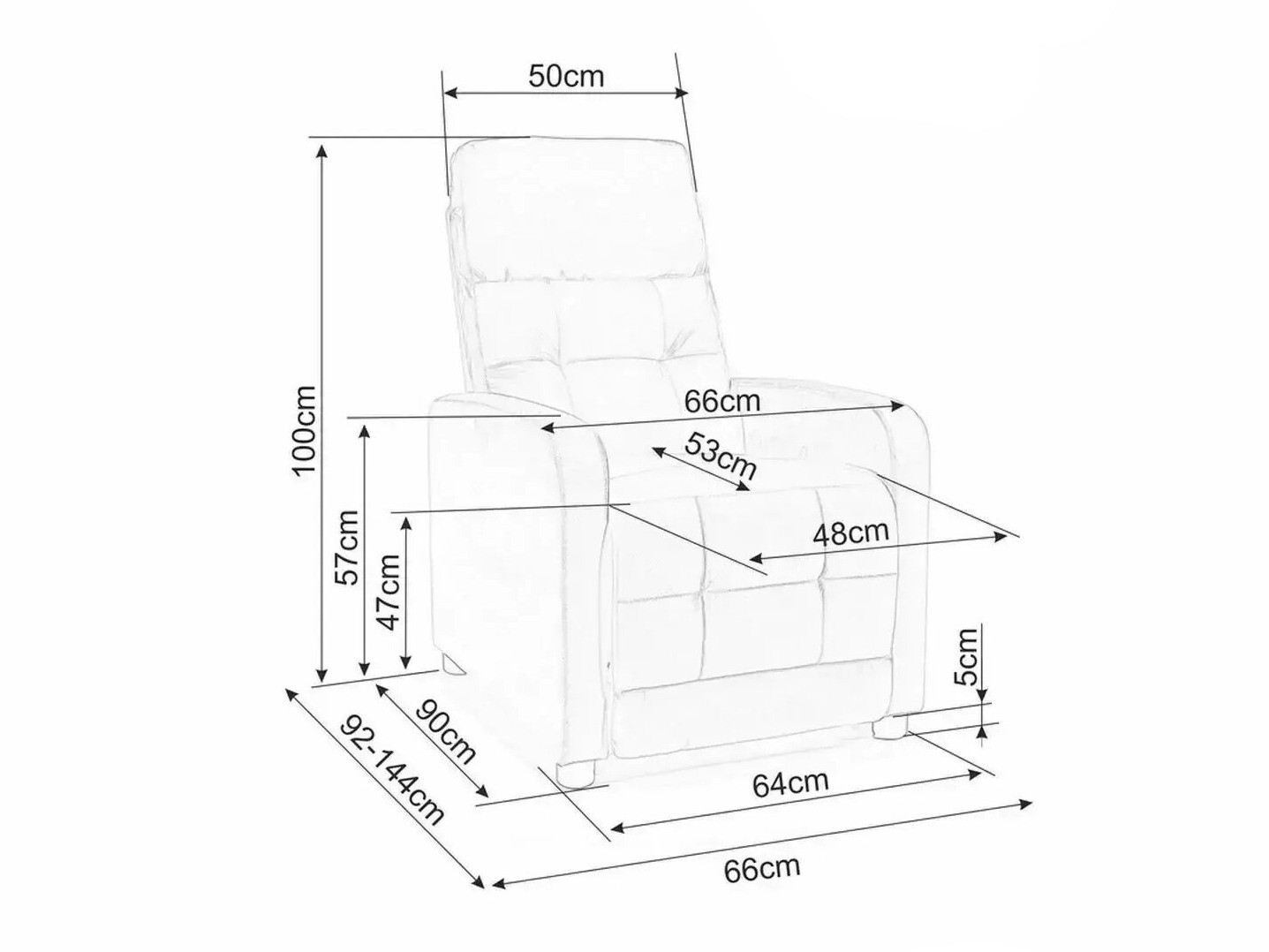 Sillón reclinable Detroit 197 (Gris oscuro)