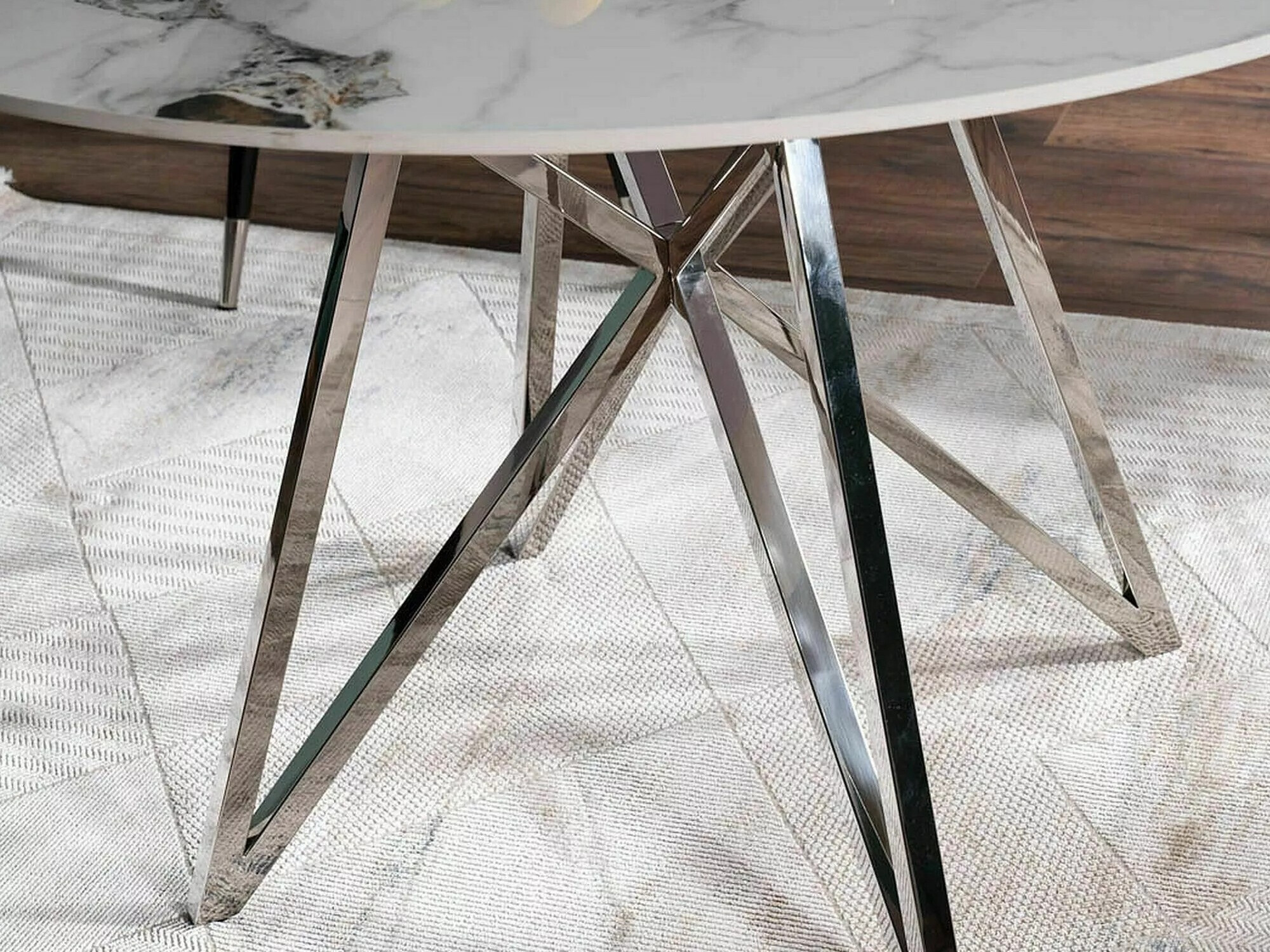 Mesa Detroit 341 (Mármol blanco + Plata)