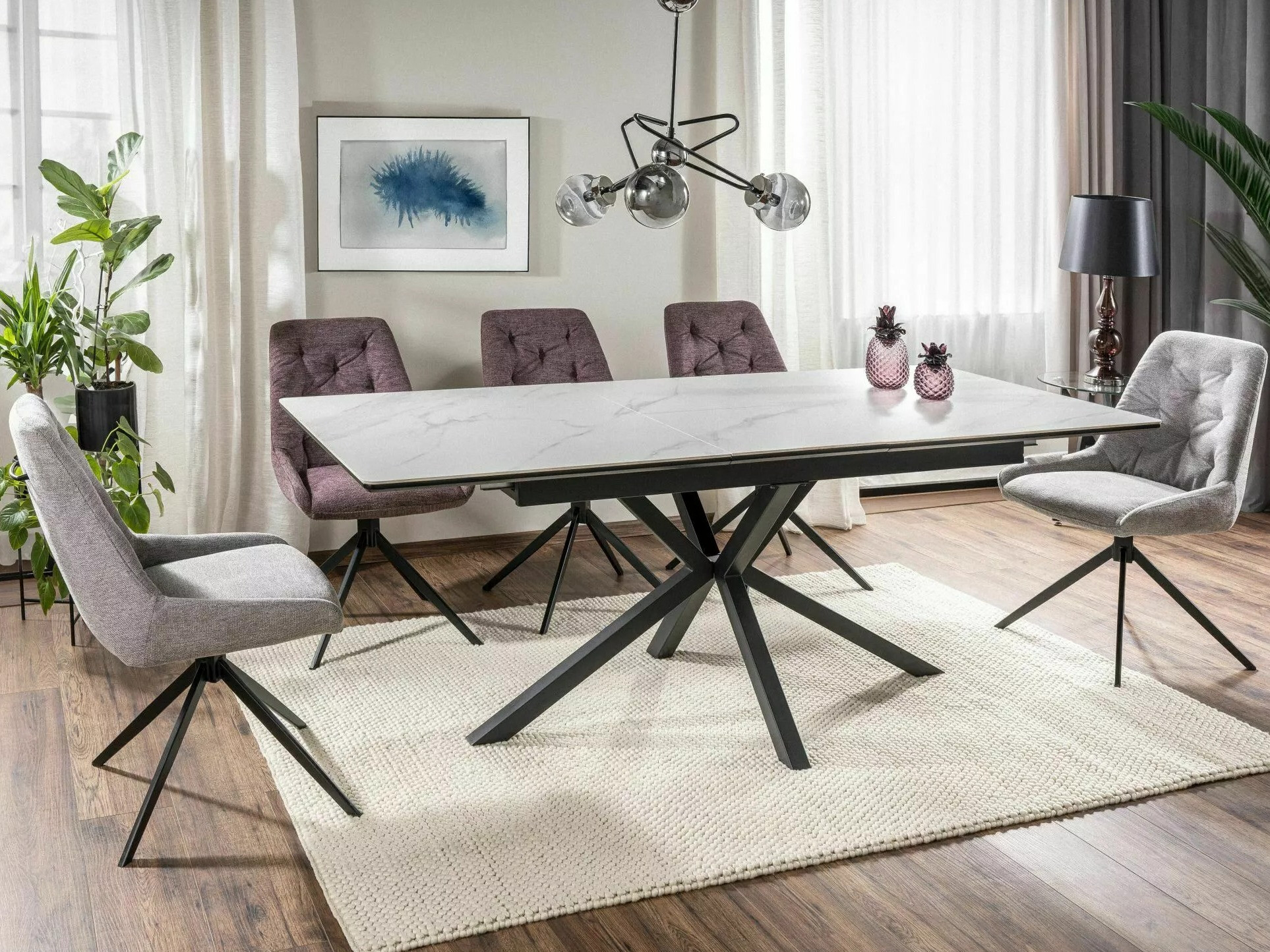 Mesa Detroit 374 (Mármol blanco + Negro)