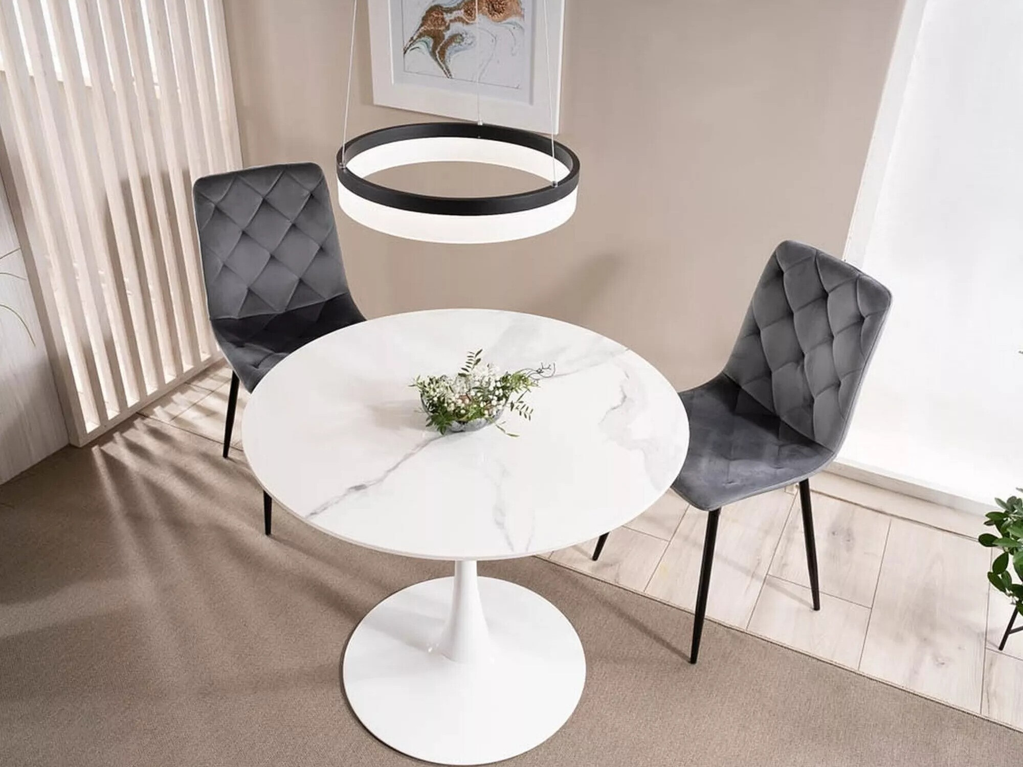 Mesa Detroit 378 (Mármol blanco + Blanco)