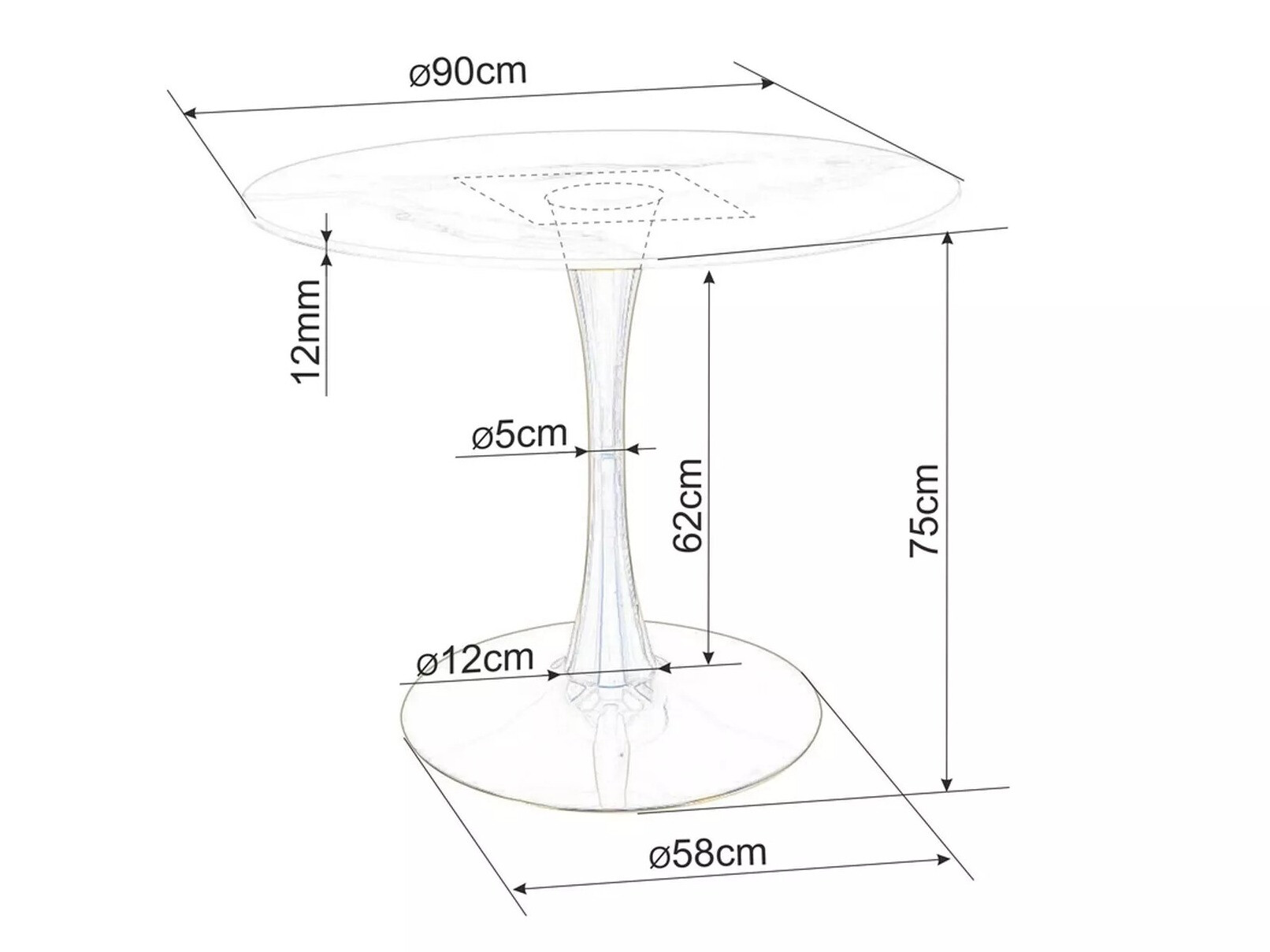 Mesa Detroit 378 (Mármol blanco + Blanco)