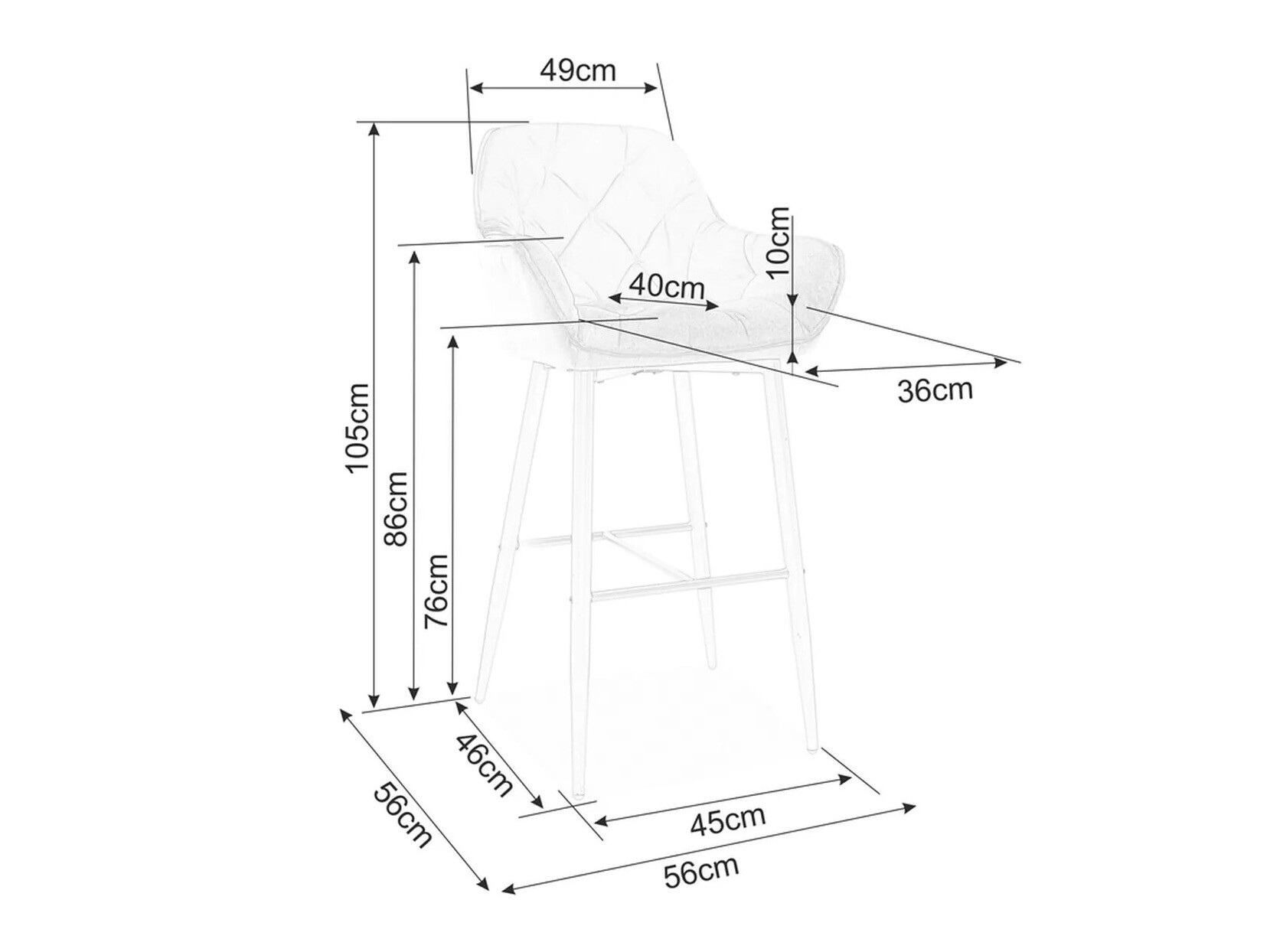 Silla de barra Detroit 360 (Gris)