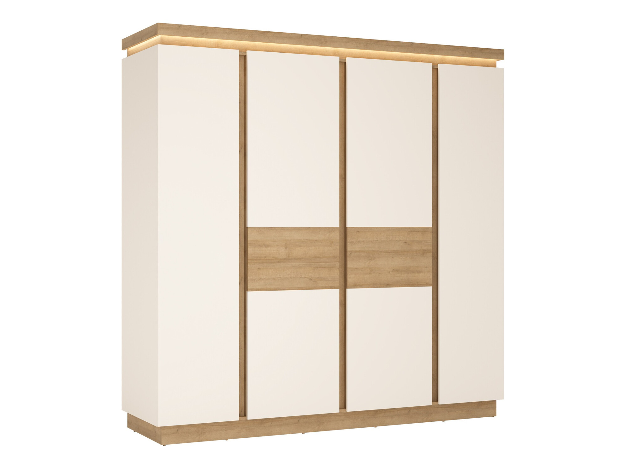 Armario Feldeli 116 (Riviera roble + Blanco brillante)