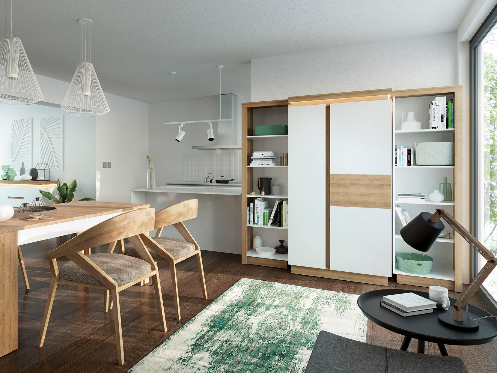 Estantería Feldeli 129 (Blanco + Roble)