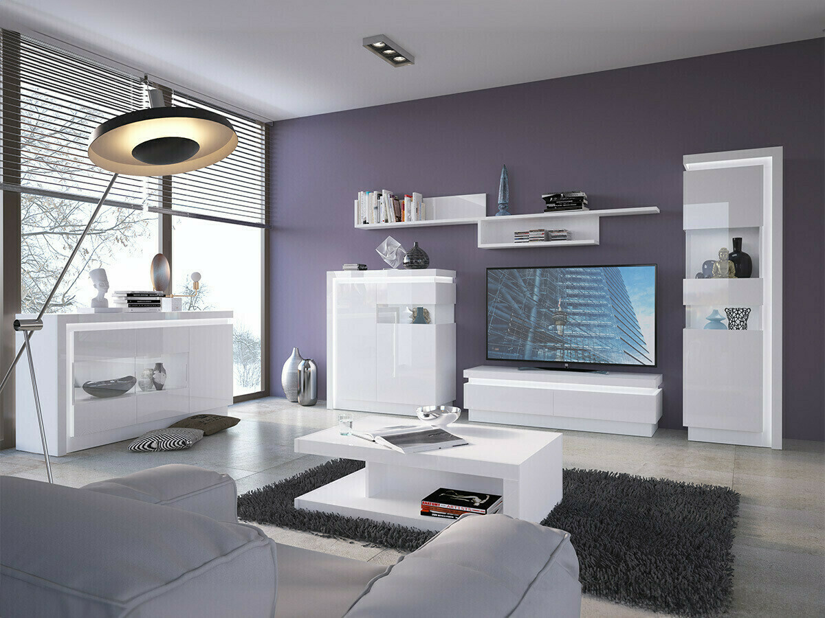 Estantería Feldeli 111 (Blanco + Blanco brillante)