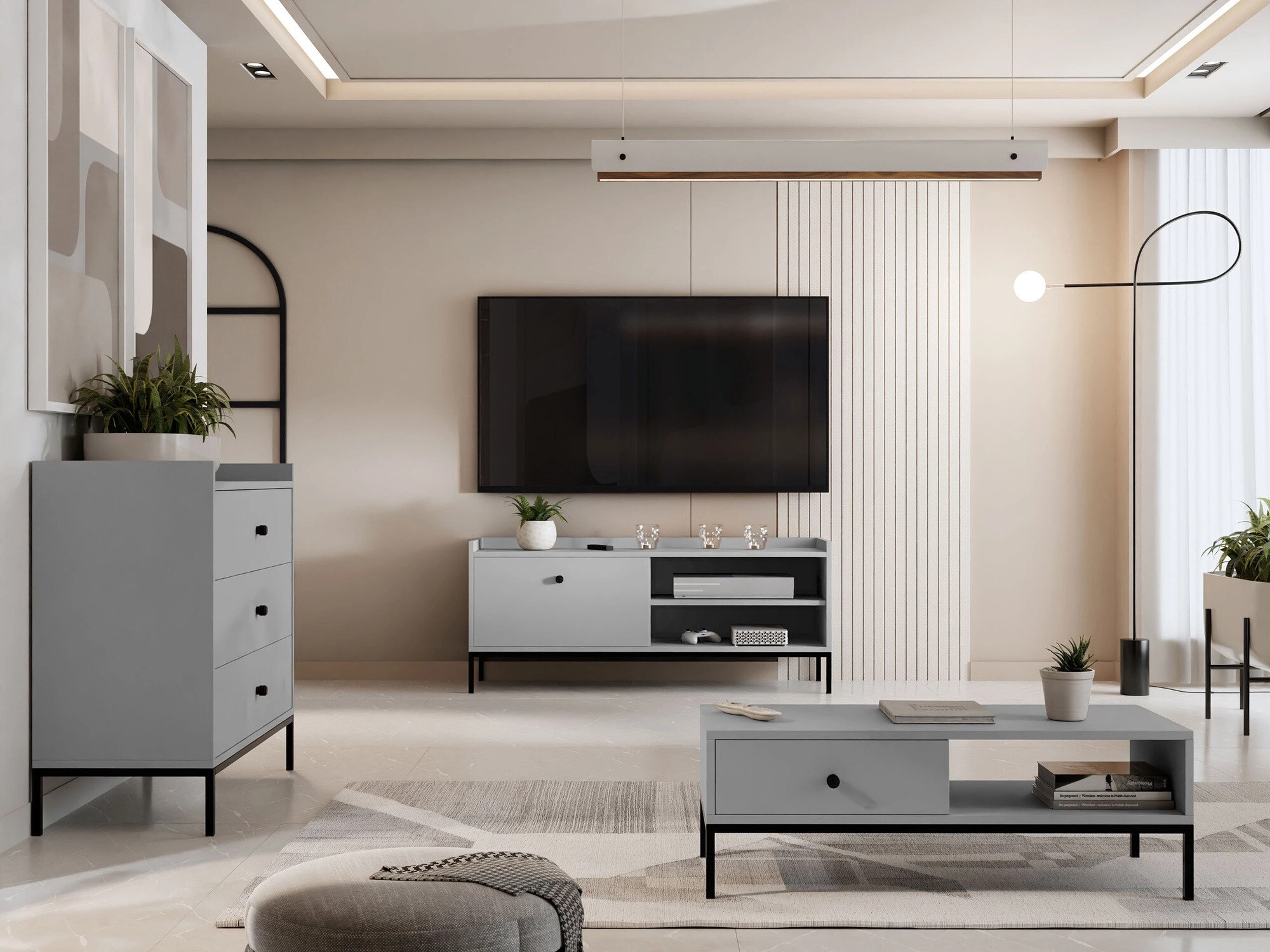 Mesa de centro Comfivo Etmore 102 (Gris)