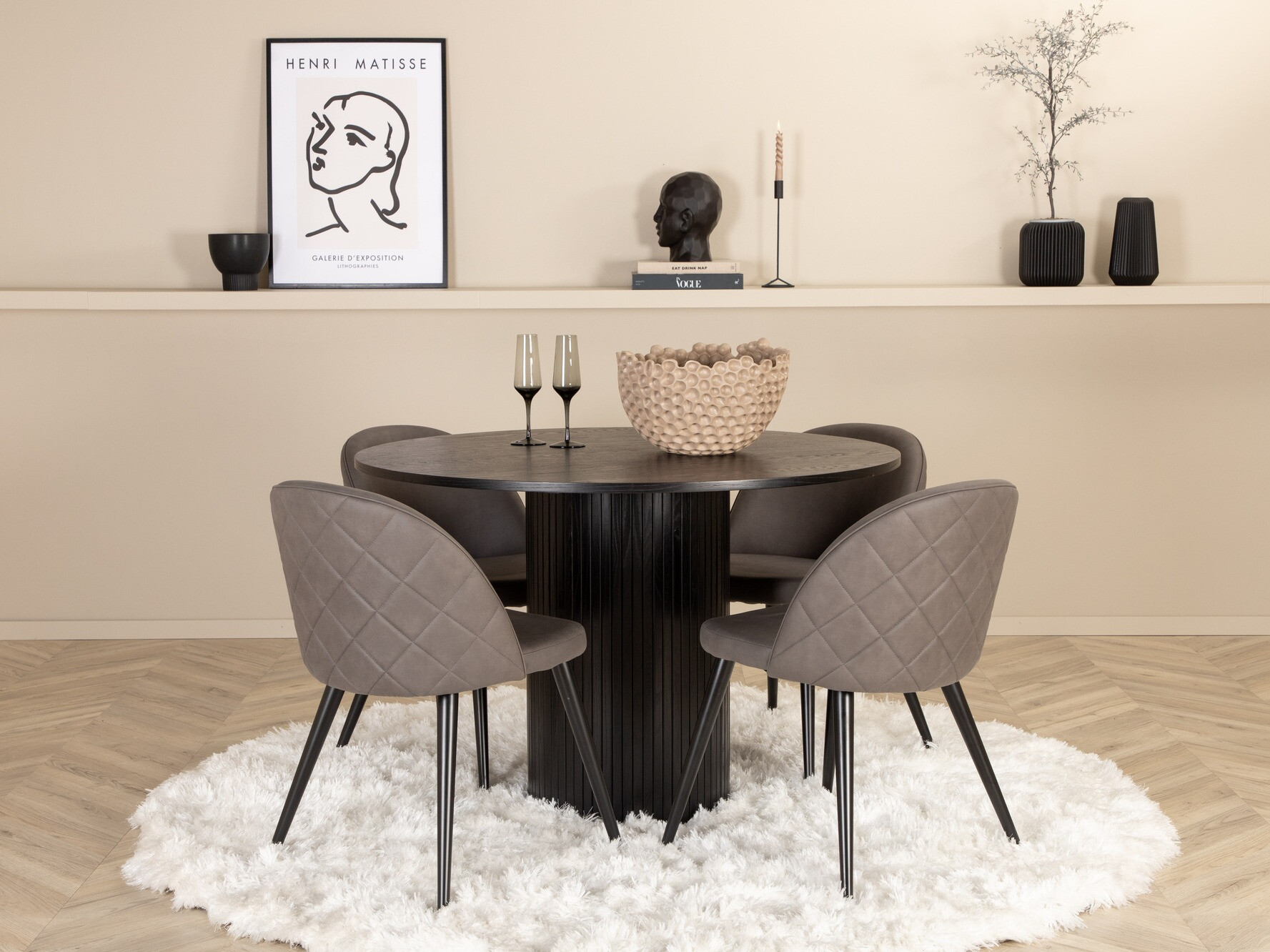 Conjunto de mesas y sillas para comedor Dallas 3070 (Gris + Negro)