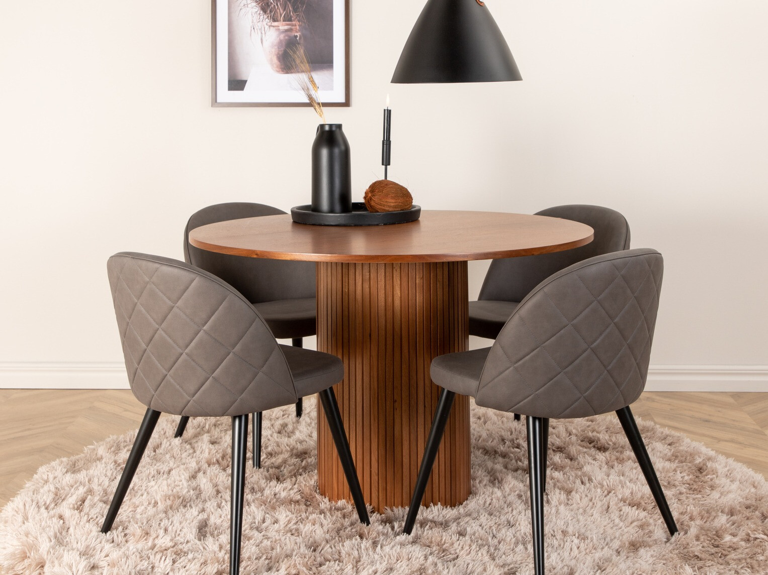 Conjunto de mesas y sillas para comedor Dallas 3071 (Gris + Negro)