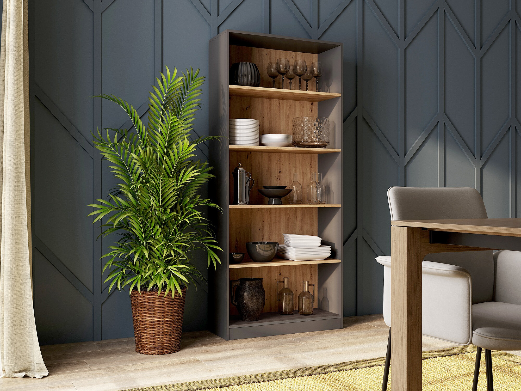 Estantería Mandeville 253 (Antracita + Roble Artisan)