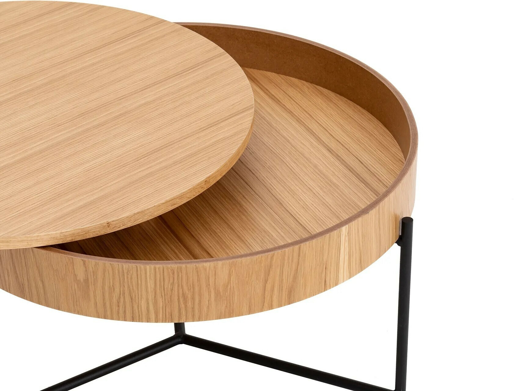 Conjunto mesa de centro Kailua 2133 (Luminoso madera + Negro)