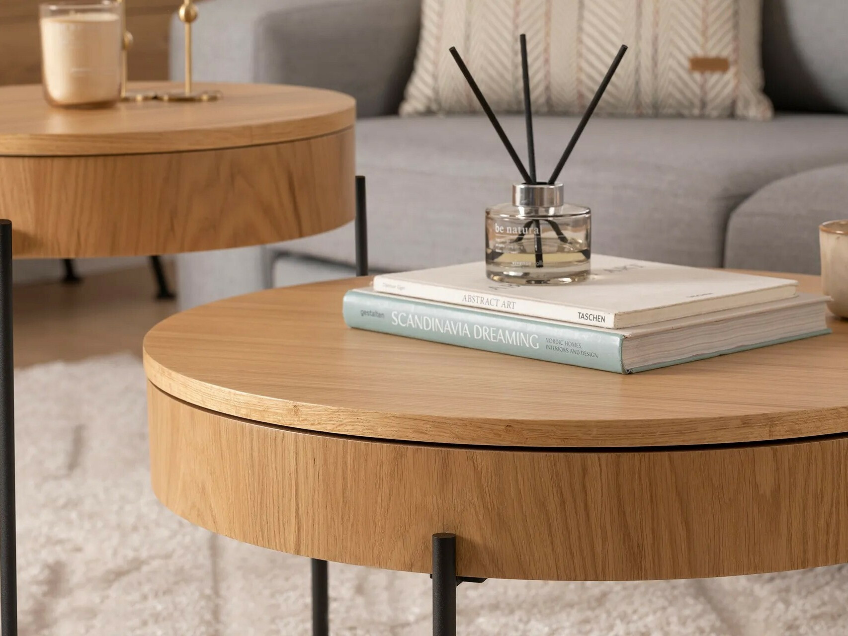 Conjunto mesa de centro Kailua 2133 (Luminoso madera + Negro)