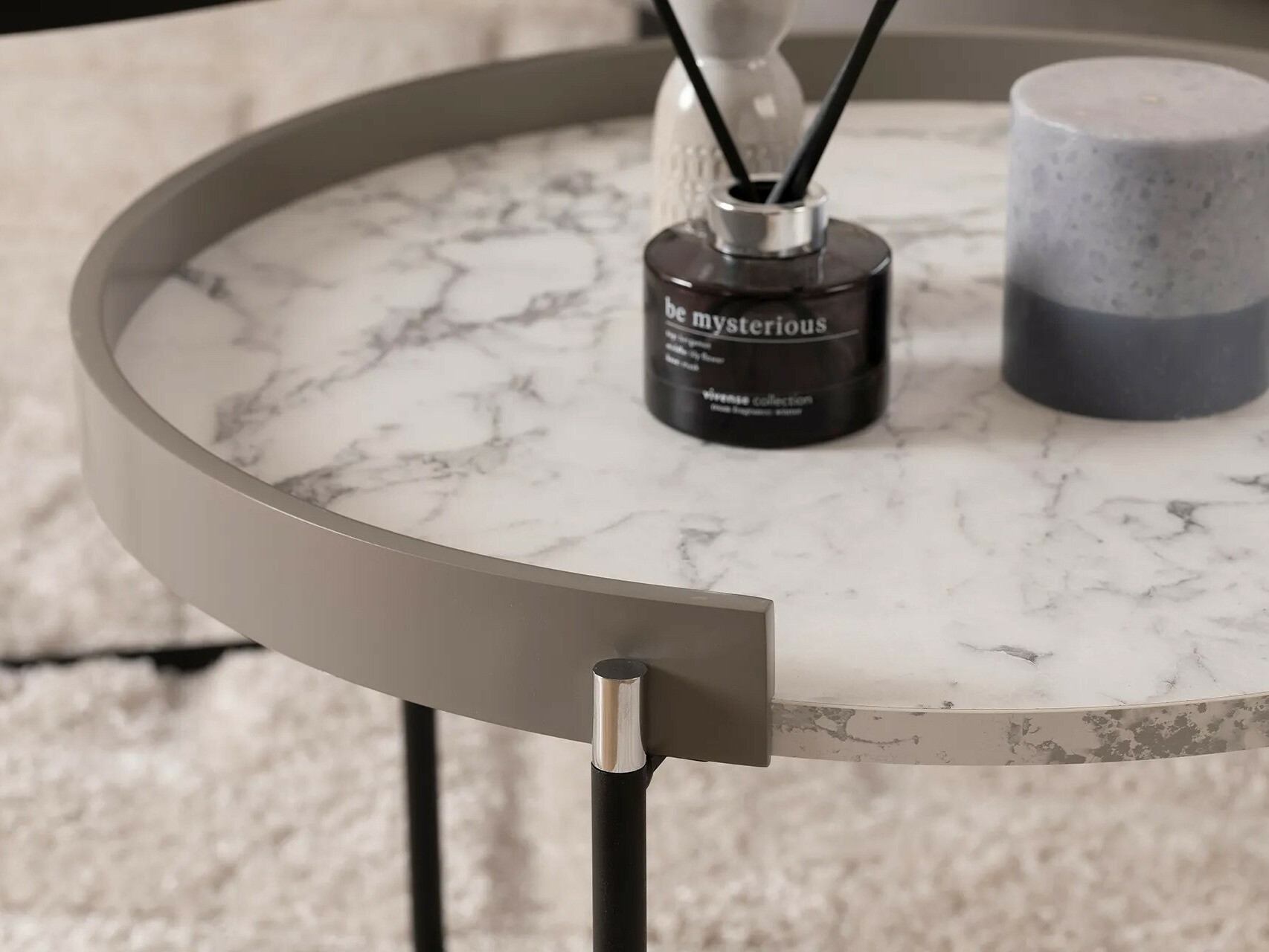 Conjunto mesa de centro Kailua 2135 (Antracita + Mármol gris)