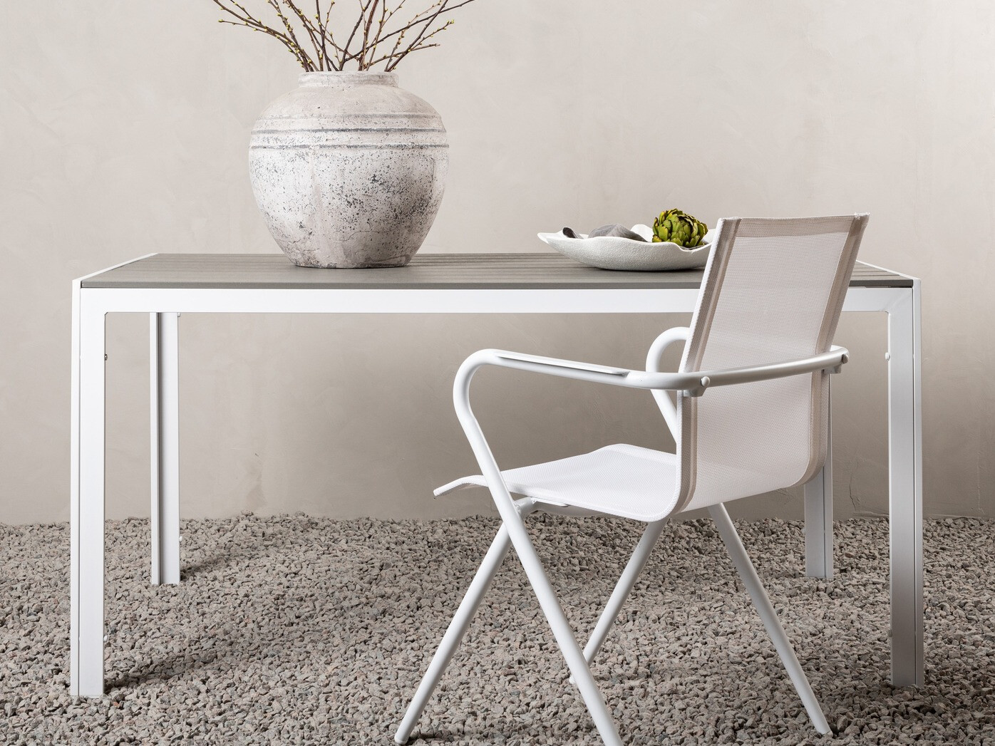 Mesa para exterior Dallas 2712 (Gris + Blanco)