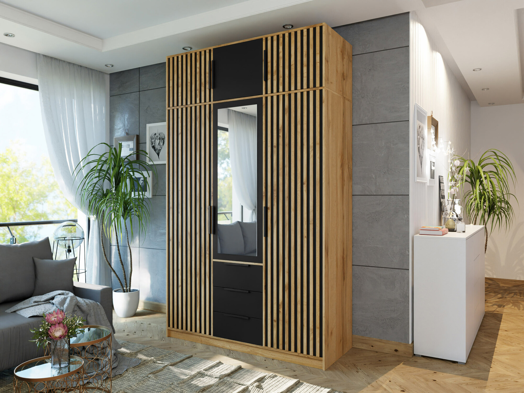 Armario Collis I (Roble wotan + Negro)