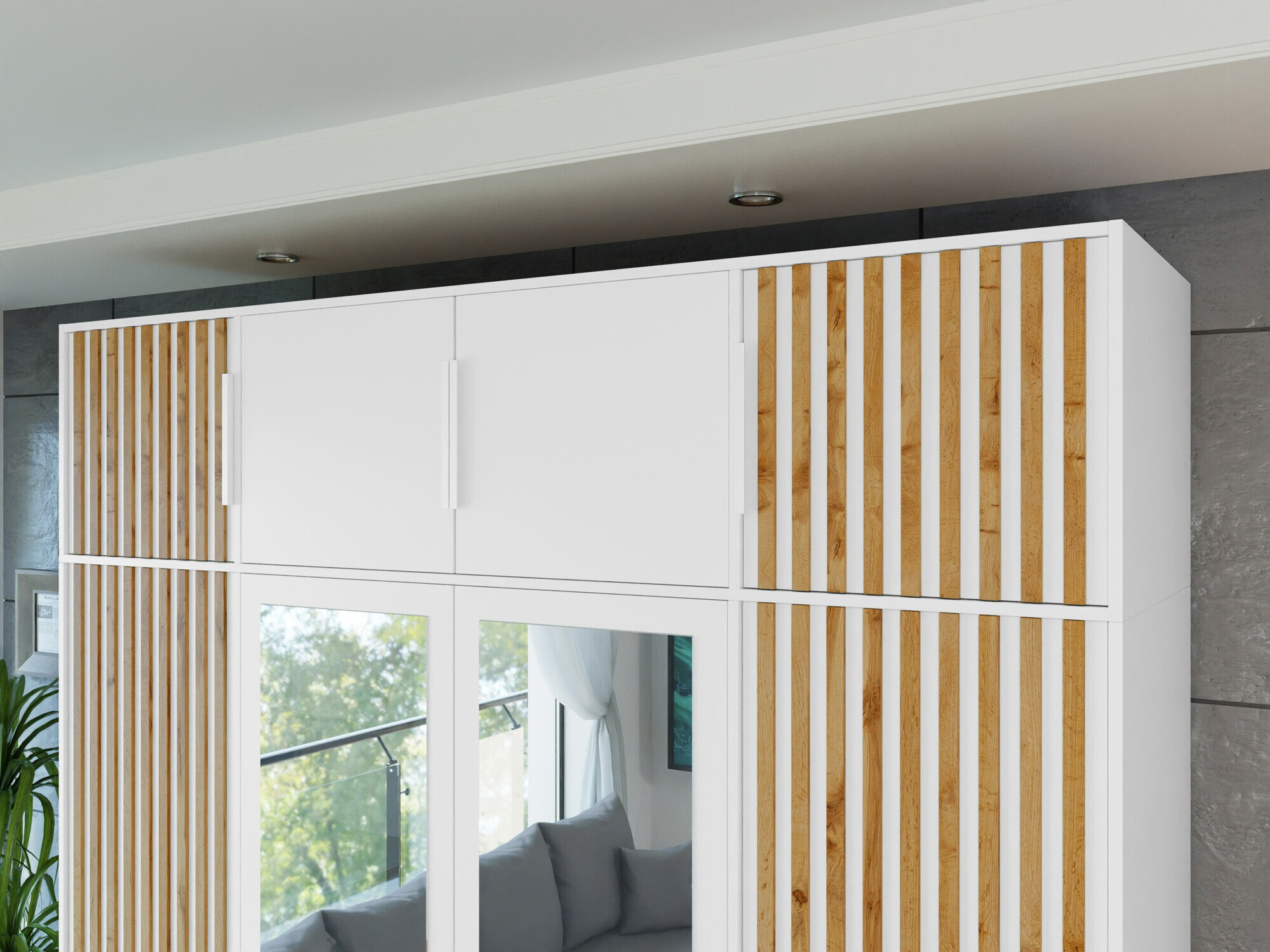 Aparador Collis II (Blanco + Roble wotan)