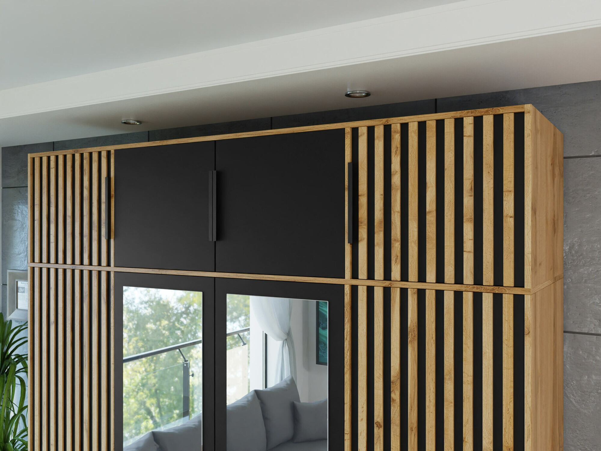Aparador Collis II (Roble wotan + Negro)