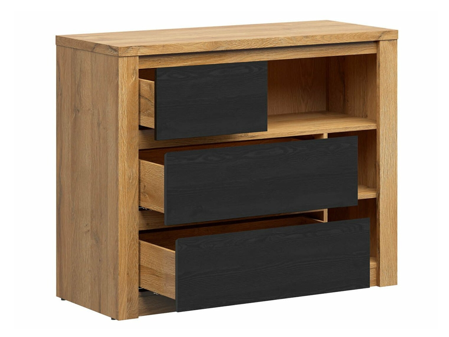 Cómoda Boston 642 (Roble + Roble negro)