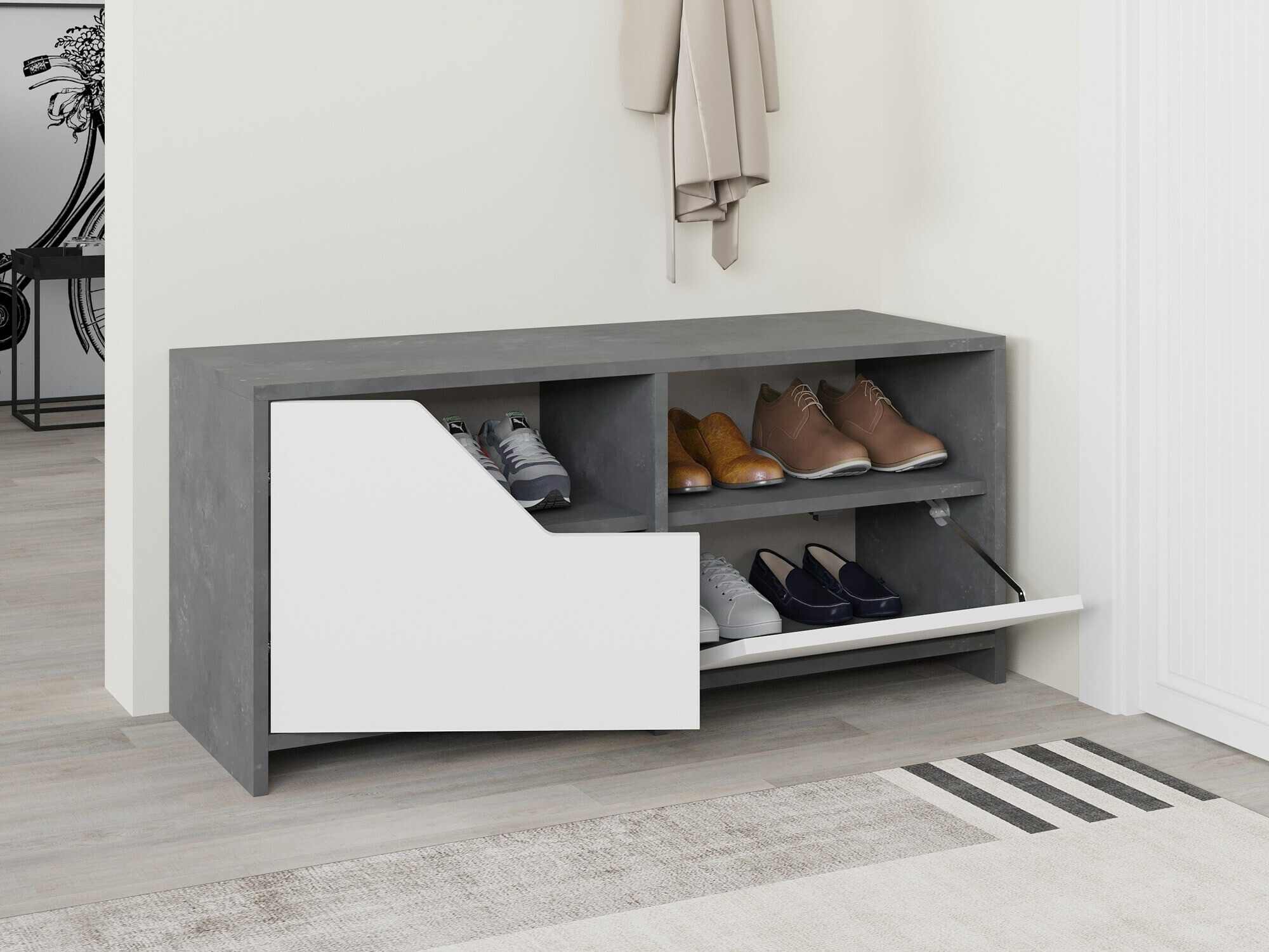 Zapatero Asheboro 111 (Blanco + Gris)