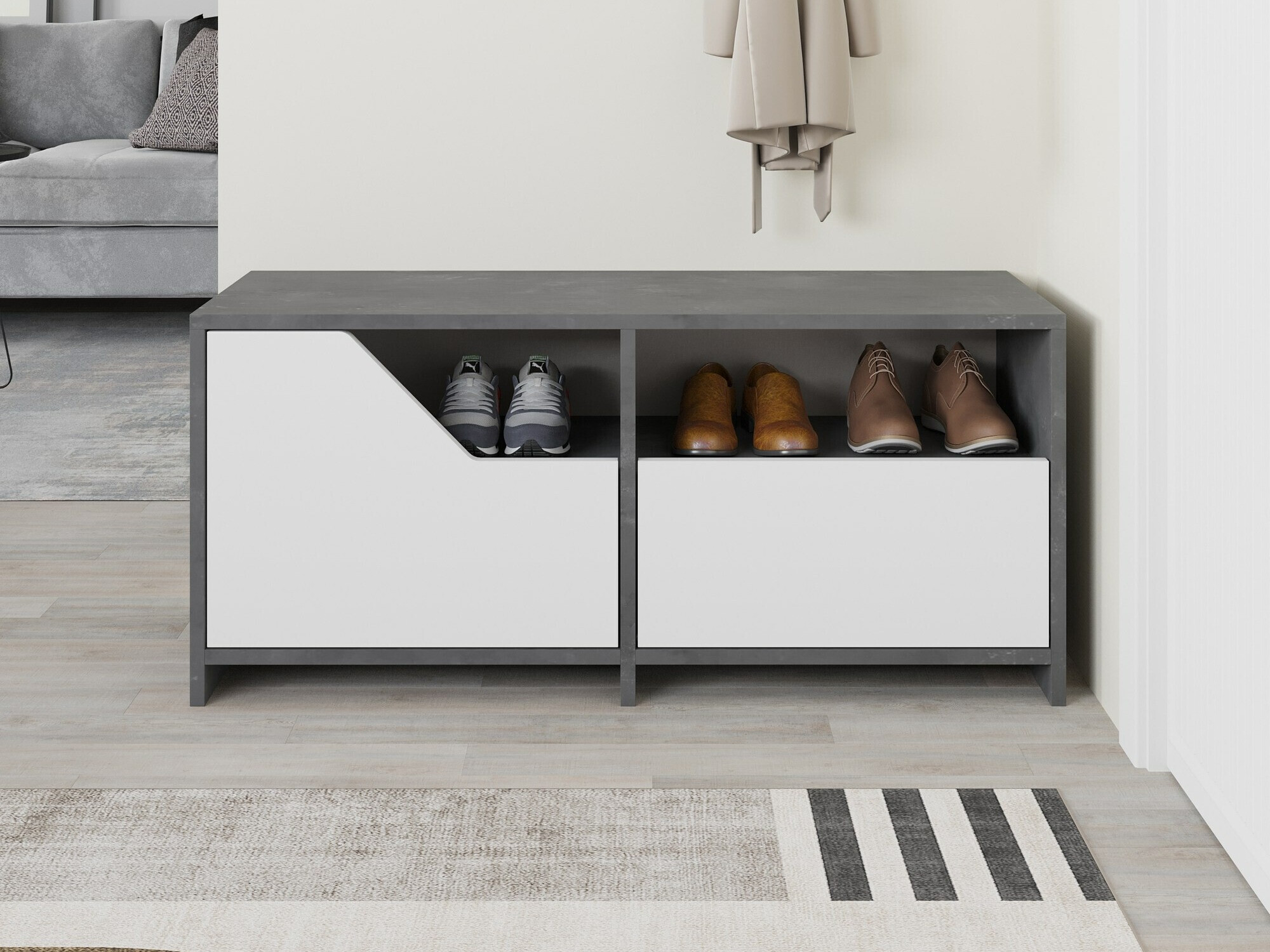 Zapatero Asheboro 111 (Blanco + Gris)