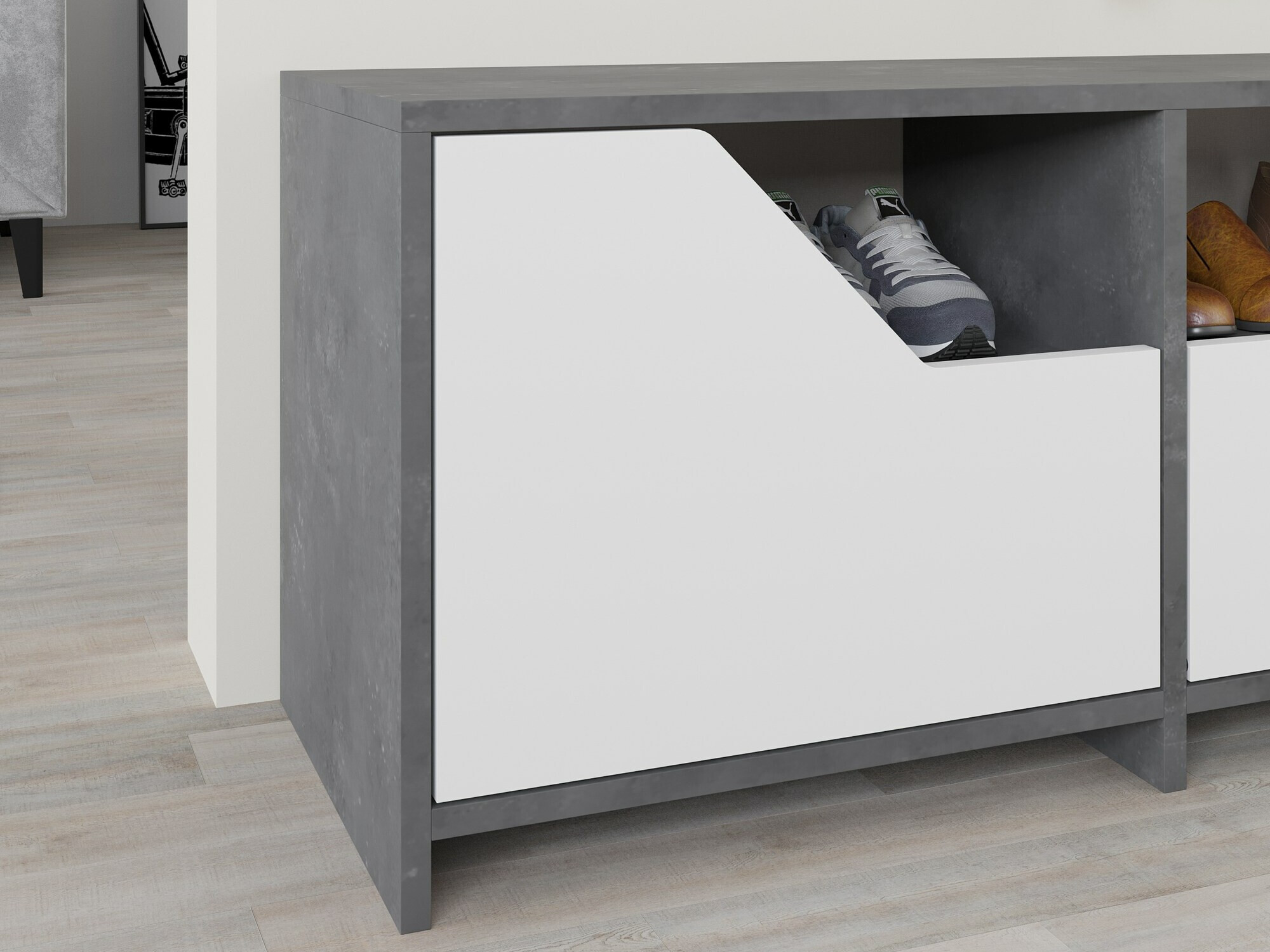 Zapatero Asheboro 111 (Blanco + Gris)