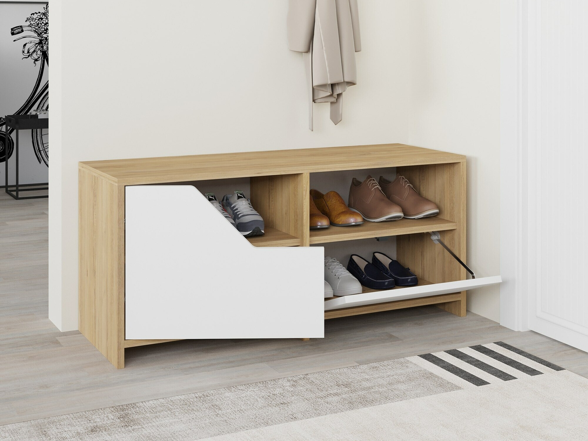 Zapatero Asheboro 111 (Blanco + Roble)