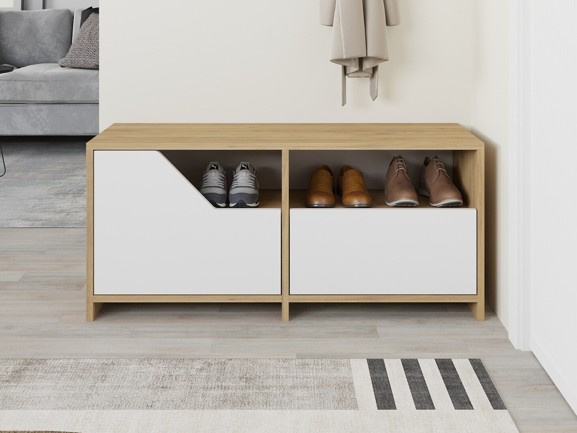 Zapatero Asheboro 111 (Blanco + Roble)