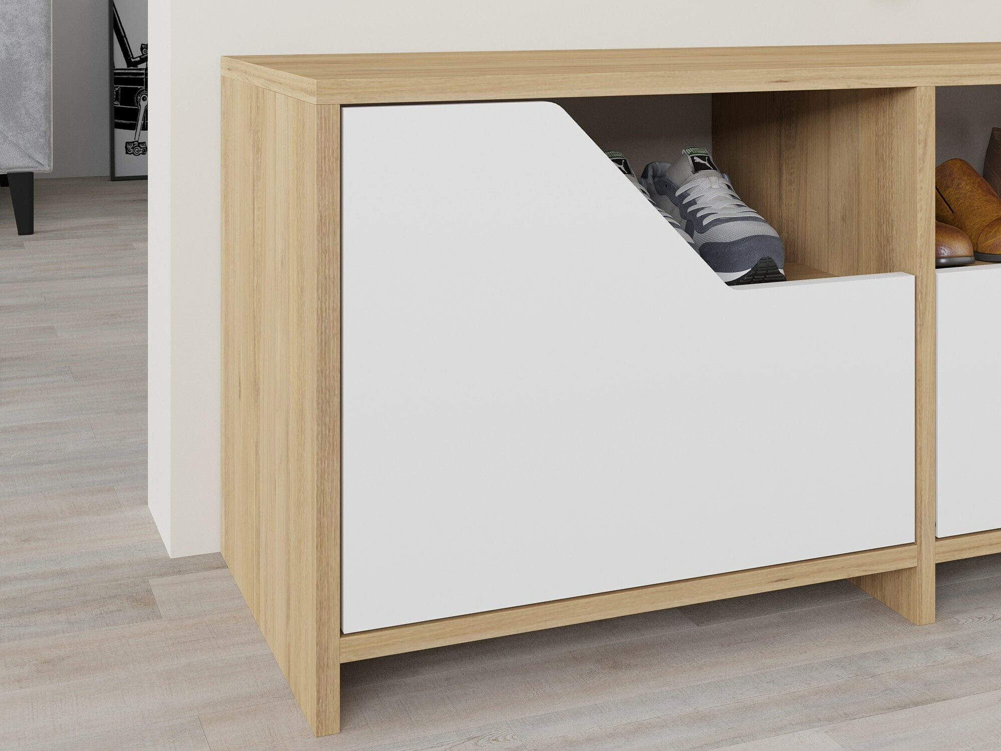 Zapatero Asheboro 111 (Blanco + Roble)