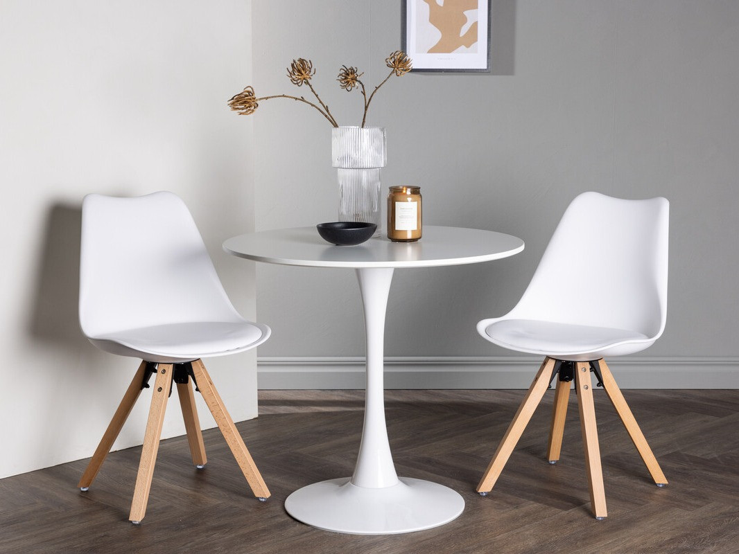 Conjunto de mesas y sillas para comedor Dallas 4467 (Blanco + Luminoso madera)