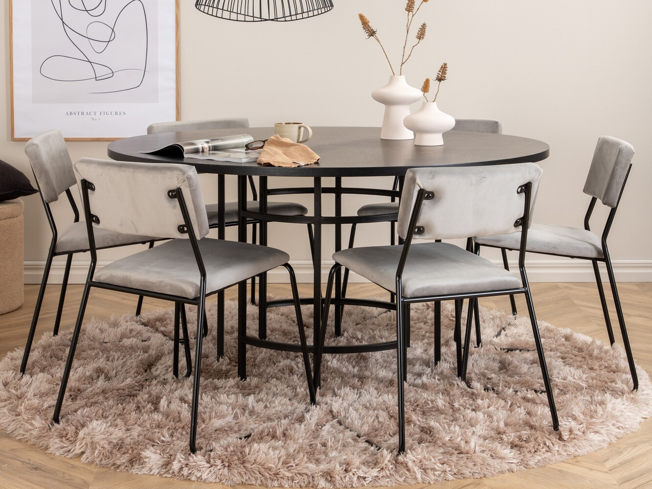 Conjunto de mesas y sillas para comedor Dallas 2399 (Negro + Gris)