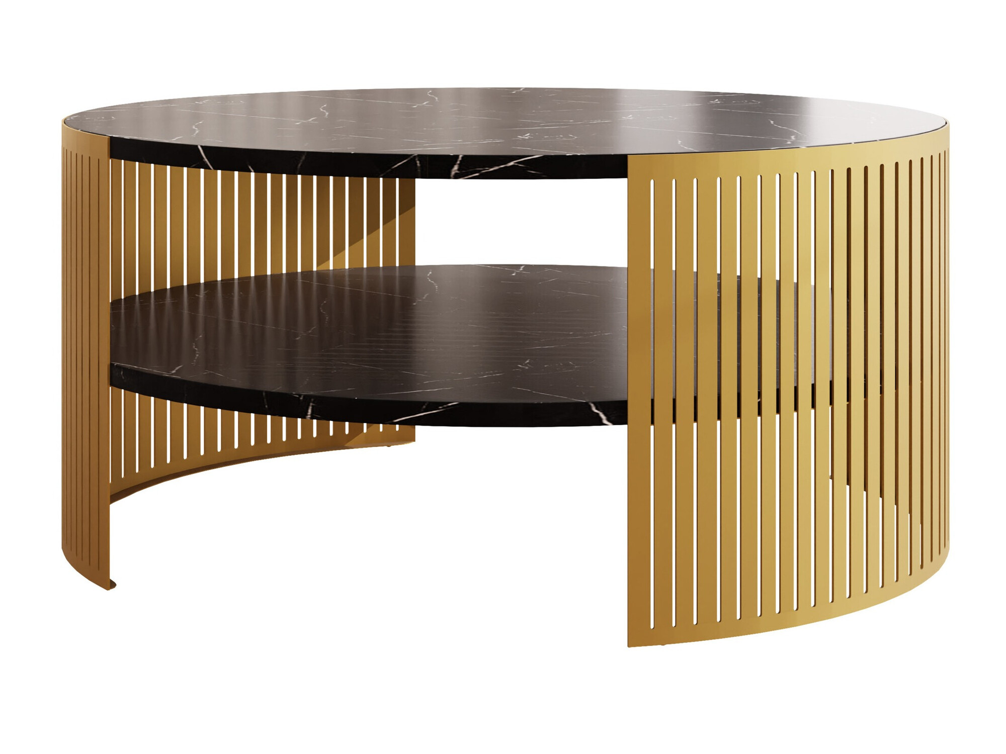 Mesa de centro Civer I (Dorado + Mármol negro)