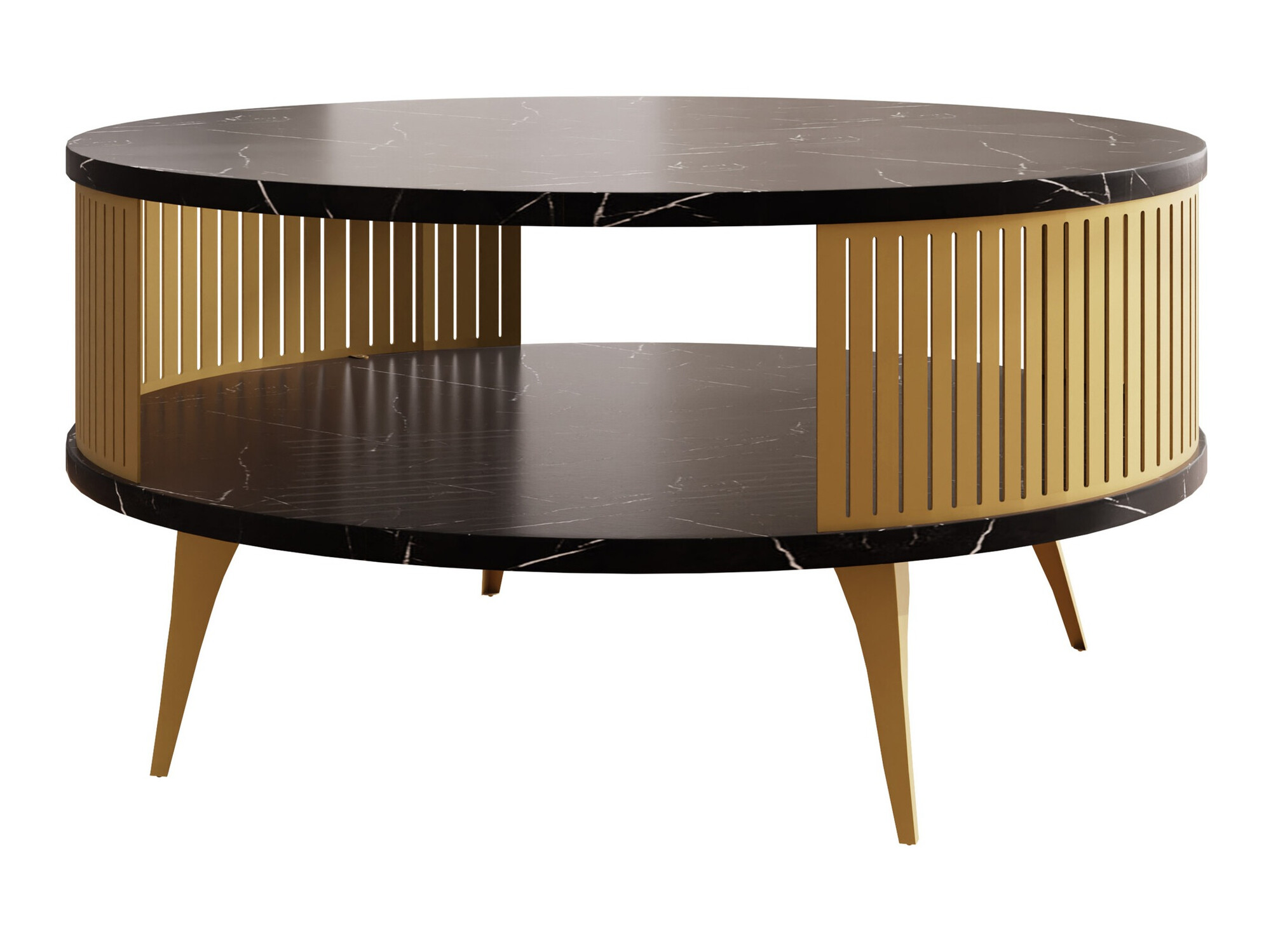 Mesa de centro Vitum I (Dorado + Mármol negro)