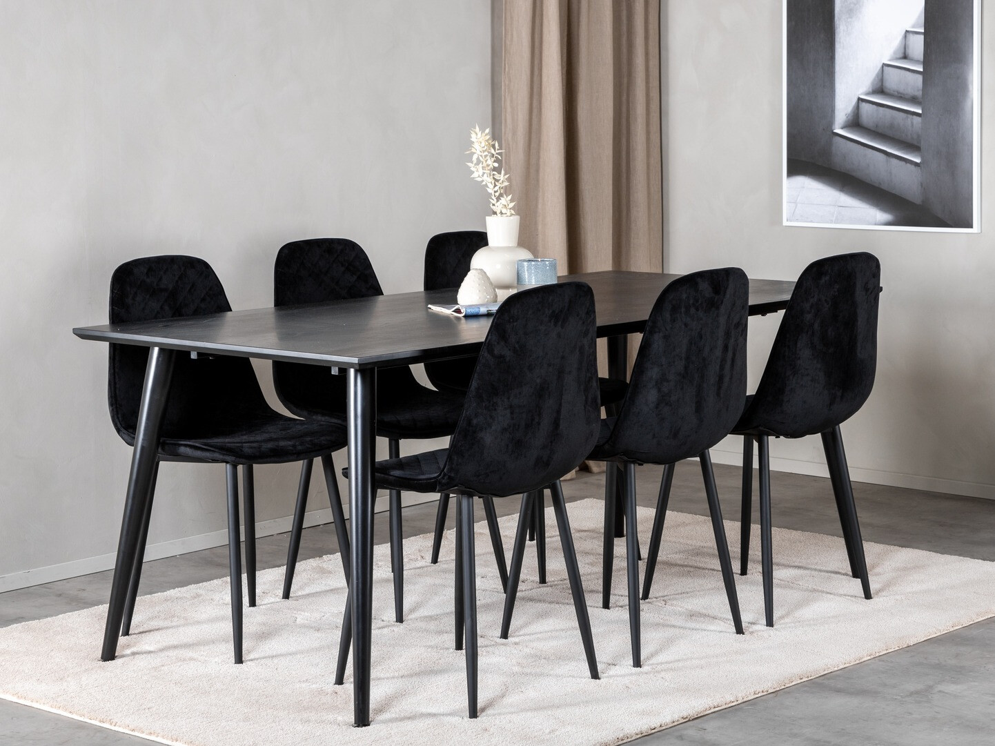 Conjunto de mesas y sillas para comedor Dallas 2596 (Negro)