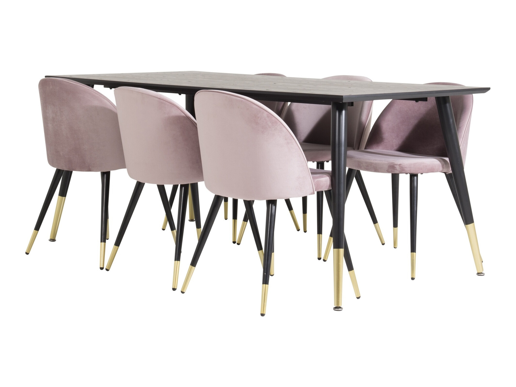 Conjunto de mesas y sillas para comedor Dallas 346 (Rosa + Negro)