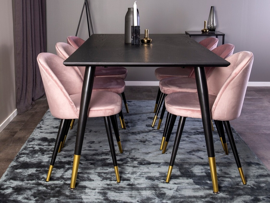 Conjunto de mesas y sillas para comedor Dallas 346 (Rosa + Negro)